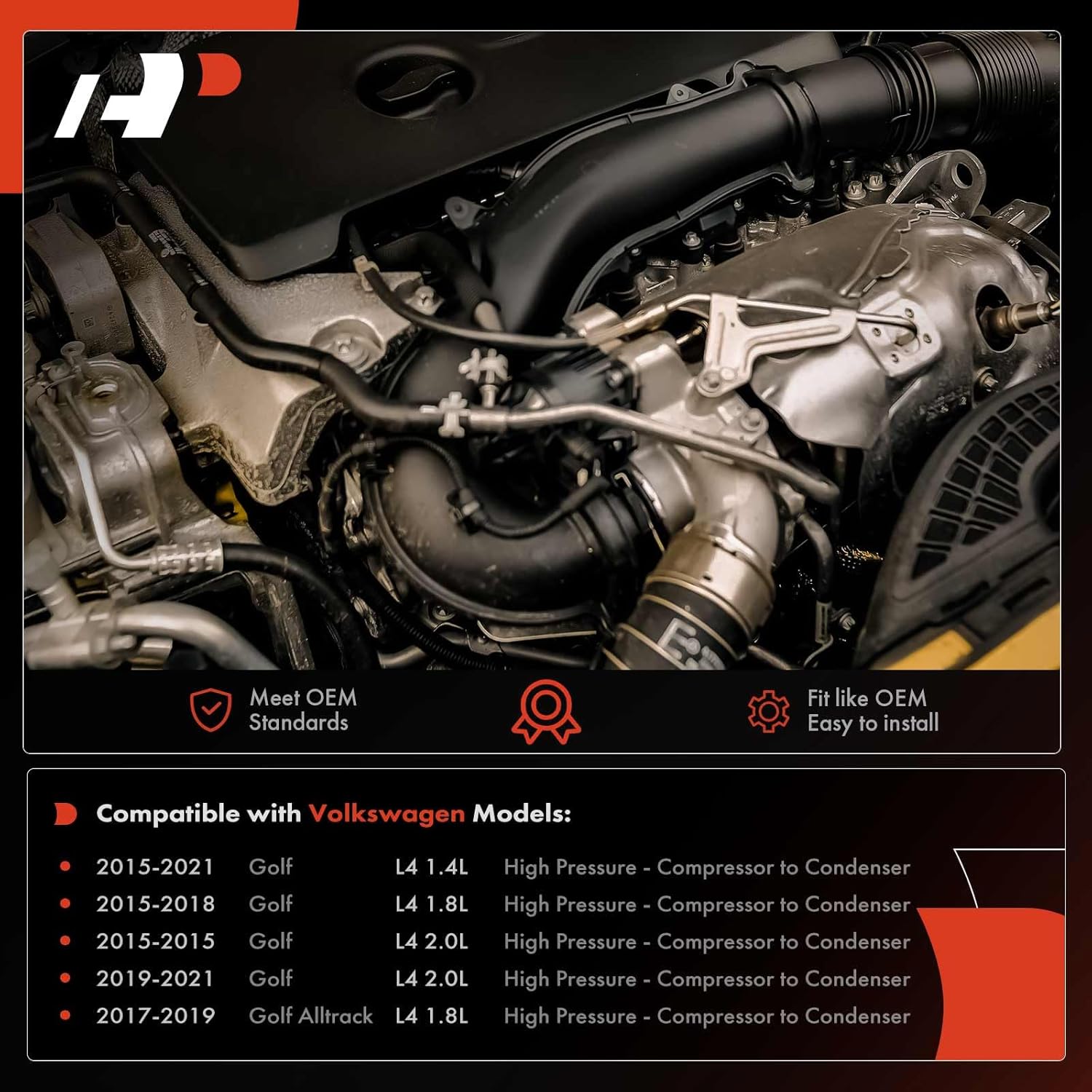 A-Premium A/C Discharge Line Hose Assembly Compatible with Volkswagen Golf 2015-2021, Golf Alltrack 2017-2019, 1.4L 1.8L 2.0L, Compressor to Condenser