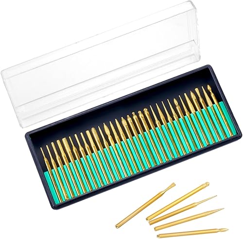 ColumPRO Juego de 60 brocas de pulido de diamante con vástago de 18 pulgadas (0.118 in), accesorios de brocas rotativas, kit de tallado de molienda
