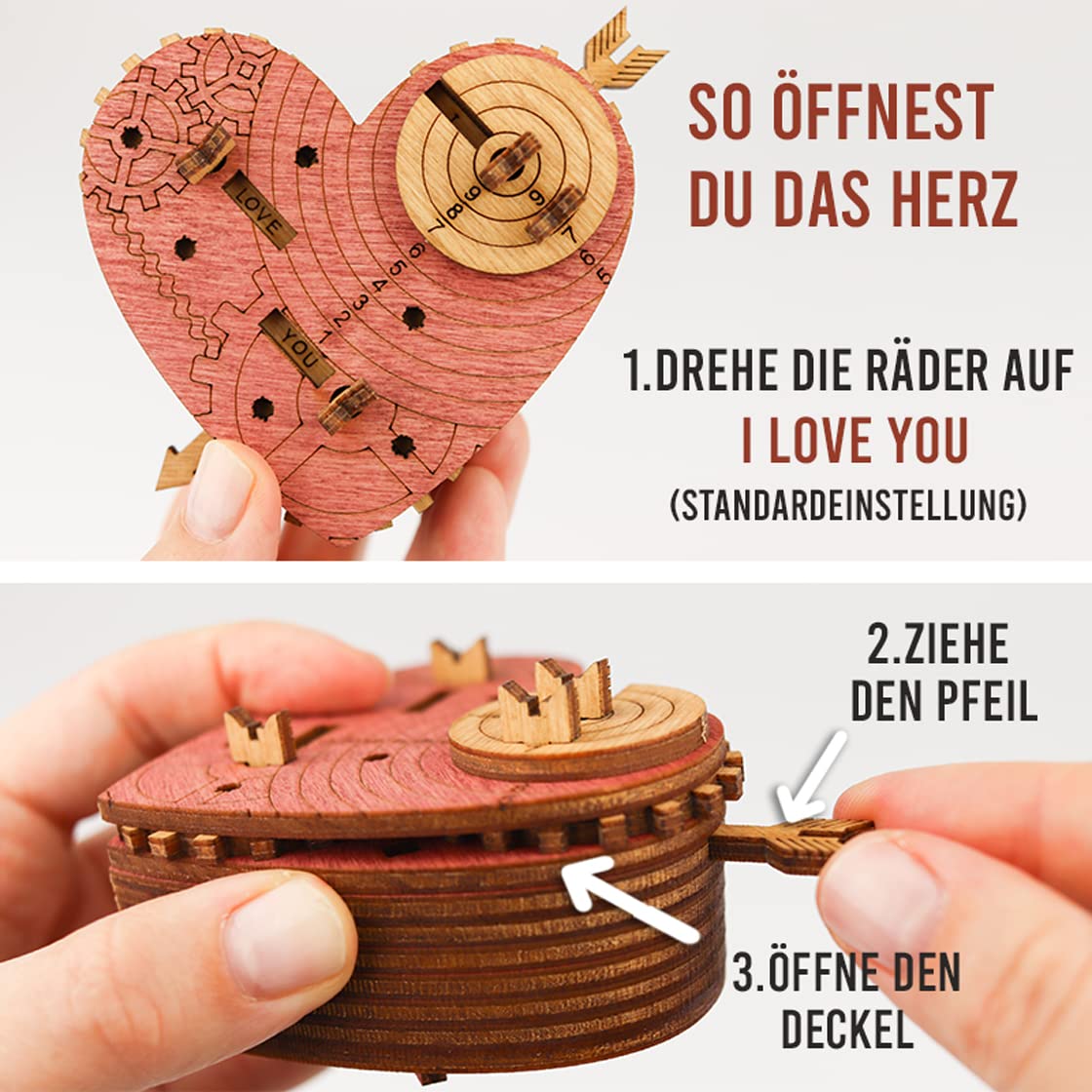 iDventure Tin Woodman`s Heart. Eine mechanische Schatzkiste - Schmuck Versteck Hochzeitsgeschenke - Cryptex - Geschenkverpackung Geburtstag Questbox Valentinstag - 3D Puzzle