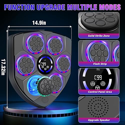 Miniatura 3 de Máquina de boxeo familiar inteligente con LED rítmico, montada en la pared para adultos y niños, incluye guantes para adultos, diadema y 3 bolas