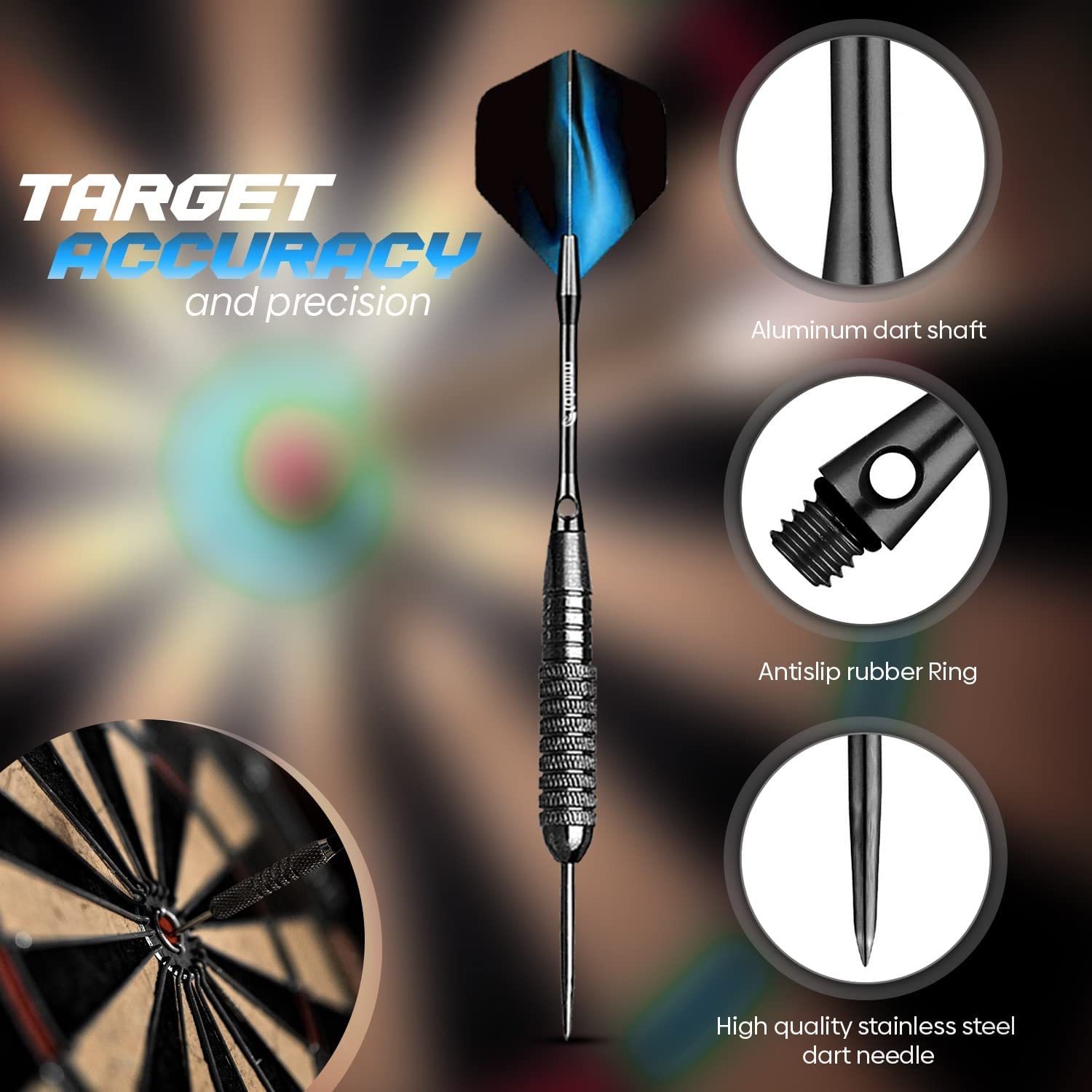 Set Freccette Professionali CareGames - 6 Freccette 24g, Punta Acciaio, Con Custodia E Accessori - Foto 7