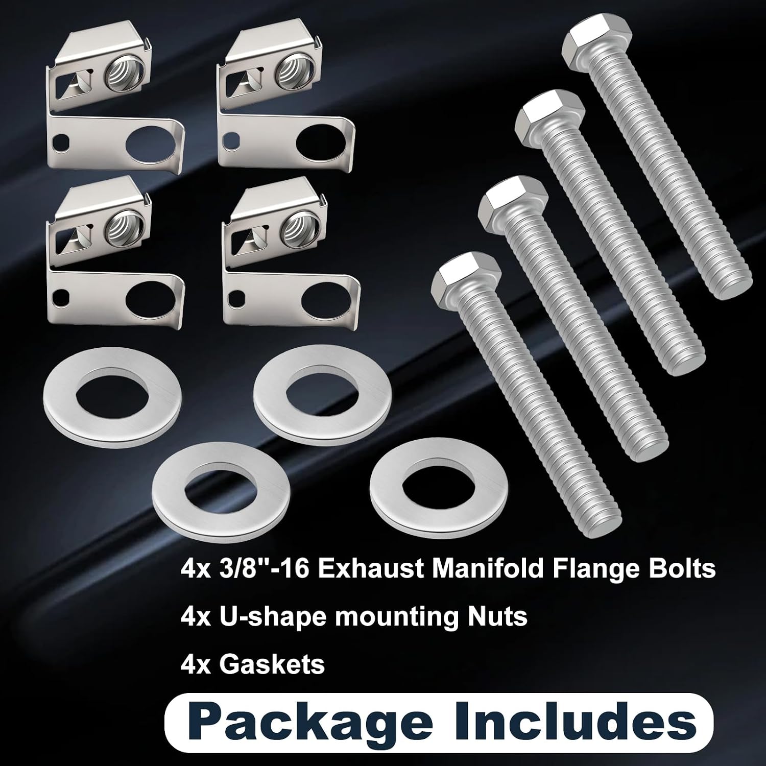 4 Sets Exhaust Manifold Flange Bolts U Nuts Hardware Kit Compatible with Dodge Durango Ram 1500 2500 3500 4000 4500 5500 Jeep Wrangler Grand Cherokee Liberty Replace# 03442 6036734AA