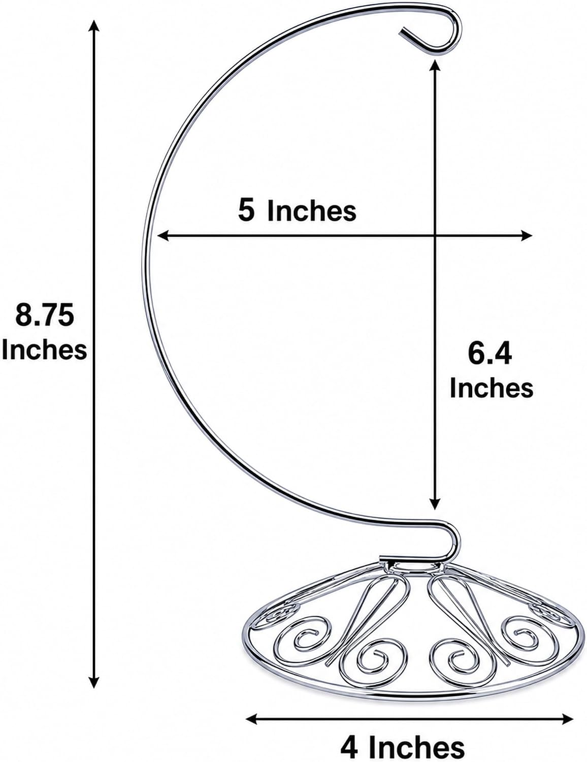 Curved Silver Wire Swirl Base Ornament Stand Display 8.75 Inches (Taiwan)