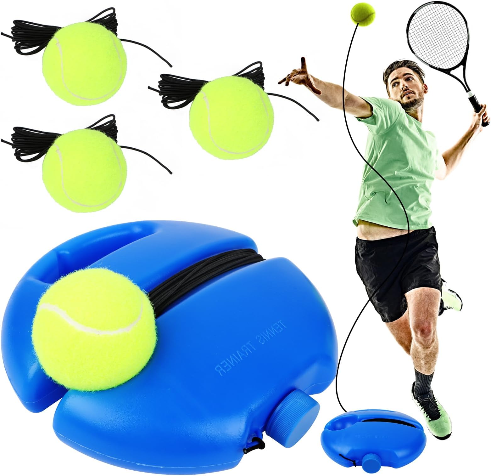 Jognee Tennis Trainer Set with 3 Rebound Balls, Portable Practice Equipment for Children and Beginners