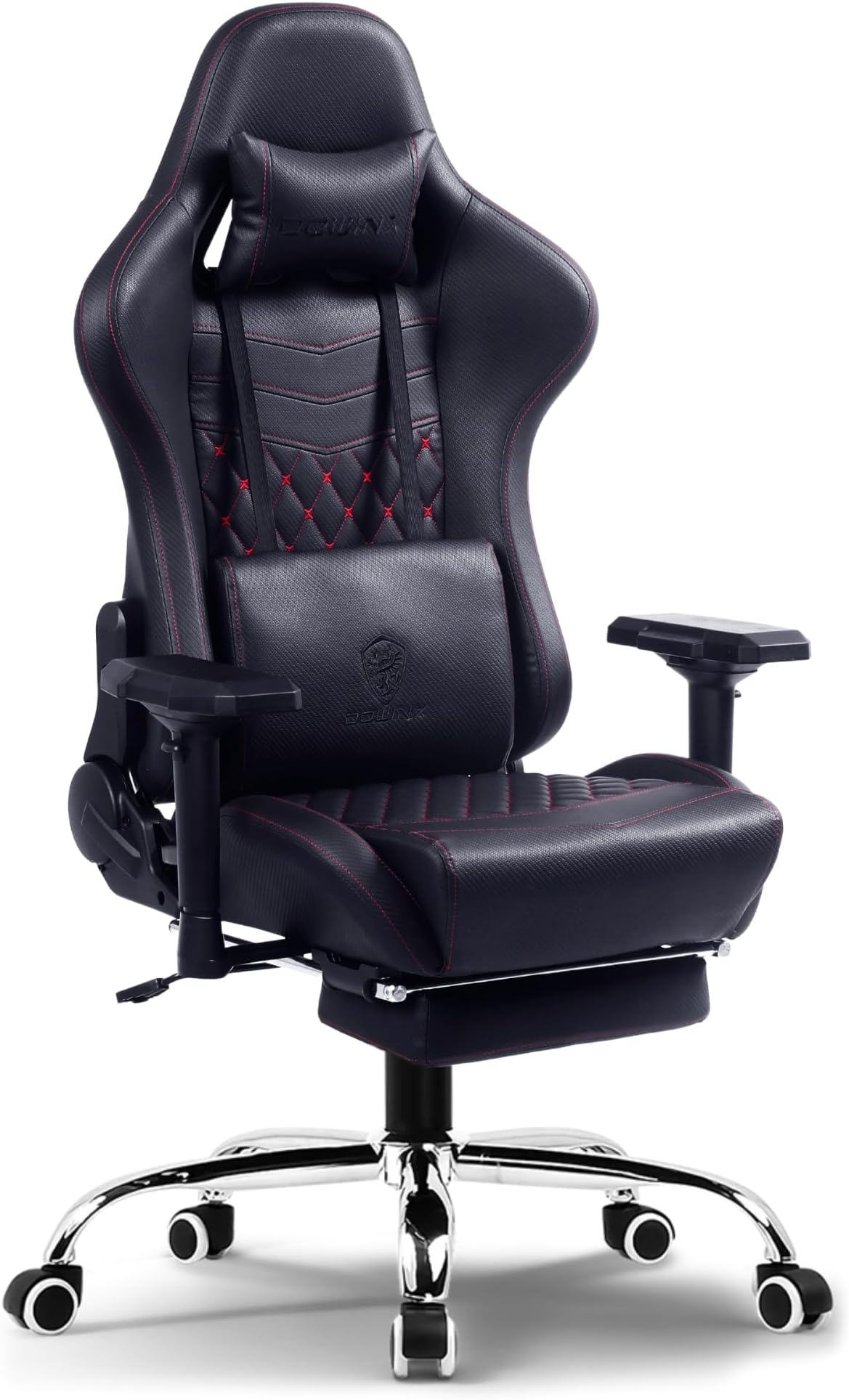 Dowinx Multi-Functional Ergonomic Gaming & Computer Chair – Massage Cushion, Premium PU Leather, Adjustable Neck & Lumbar Pillow for Back Support & Footrest, Home & Office Chair