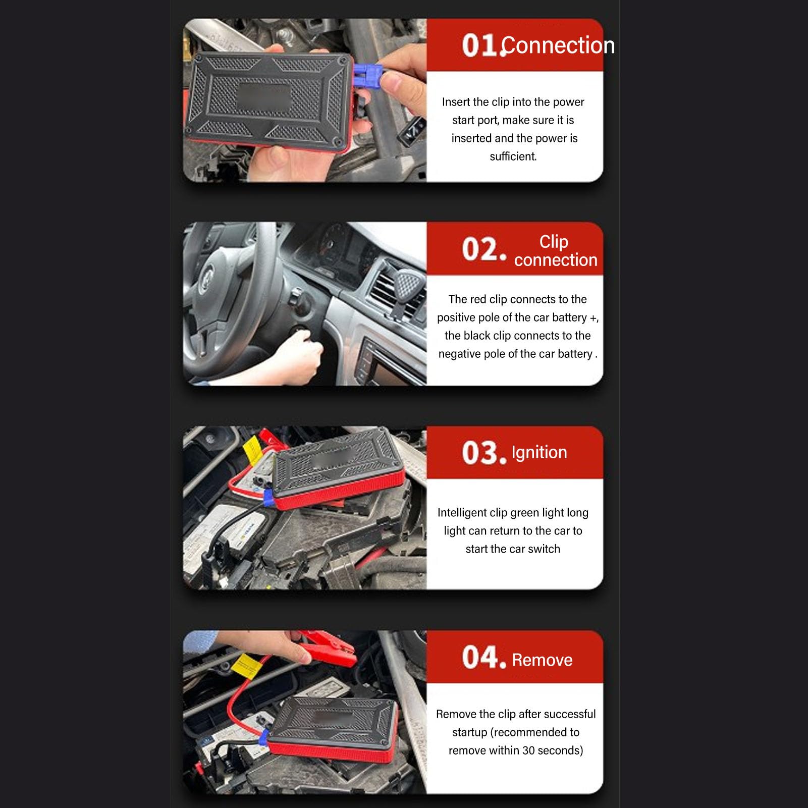 Przenośne Urządzenie do Awaryjnego Uruchamiania, Rozrusznik Awaryjny 12 V, Akumulator Rozruchowy Szczytowy 1000 A ze światłem LED, Wbudowany 20 000 MAh, Wzmacniacz do Akumulatora