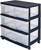 Iris Ohyama Europe WC-N604 Plastic 3 Storage Drawer Organiser, Black