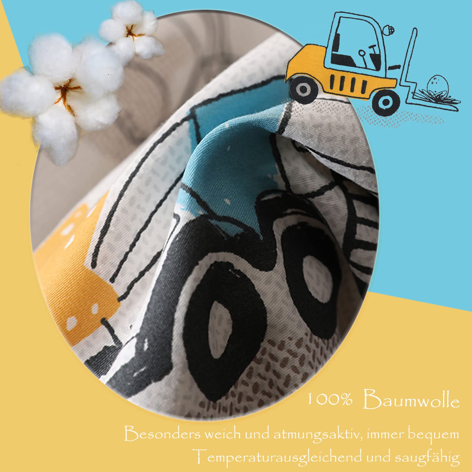 Biancheria da letto per bambini, 135 x 200 cm, per ragazzi e ragazze, motivo dinosauro, con chiusura lampo, in cotone, 135 x 200 cm + 80 x 80 cm, 2 pezzi
