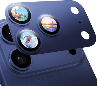 MAGIC JOHN 2 Pack Camera Lens Protector for iPhone 17 Pro 6.3 inch,Blue | Full Coverage, Metal Aluminum Alloy Camera Lens Film, HD Clear, Scratch Resistant, Case-Friendly