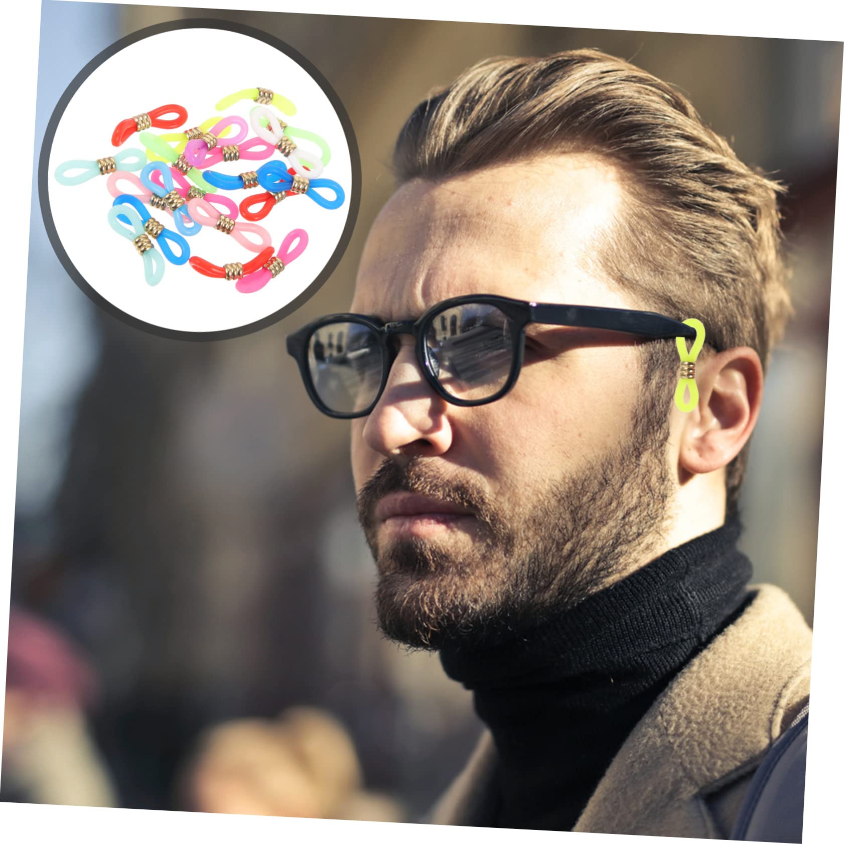 Holibanna Lot de 60 Embouts en Silicone Antidérapants pour Lunettes Connecteurs en Métal, Support de Chaînette Réglable, pour Accessoires Lunettes et Maintien Sécurisé Couleur Aléatoire