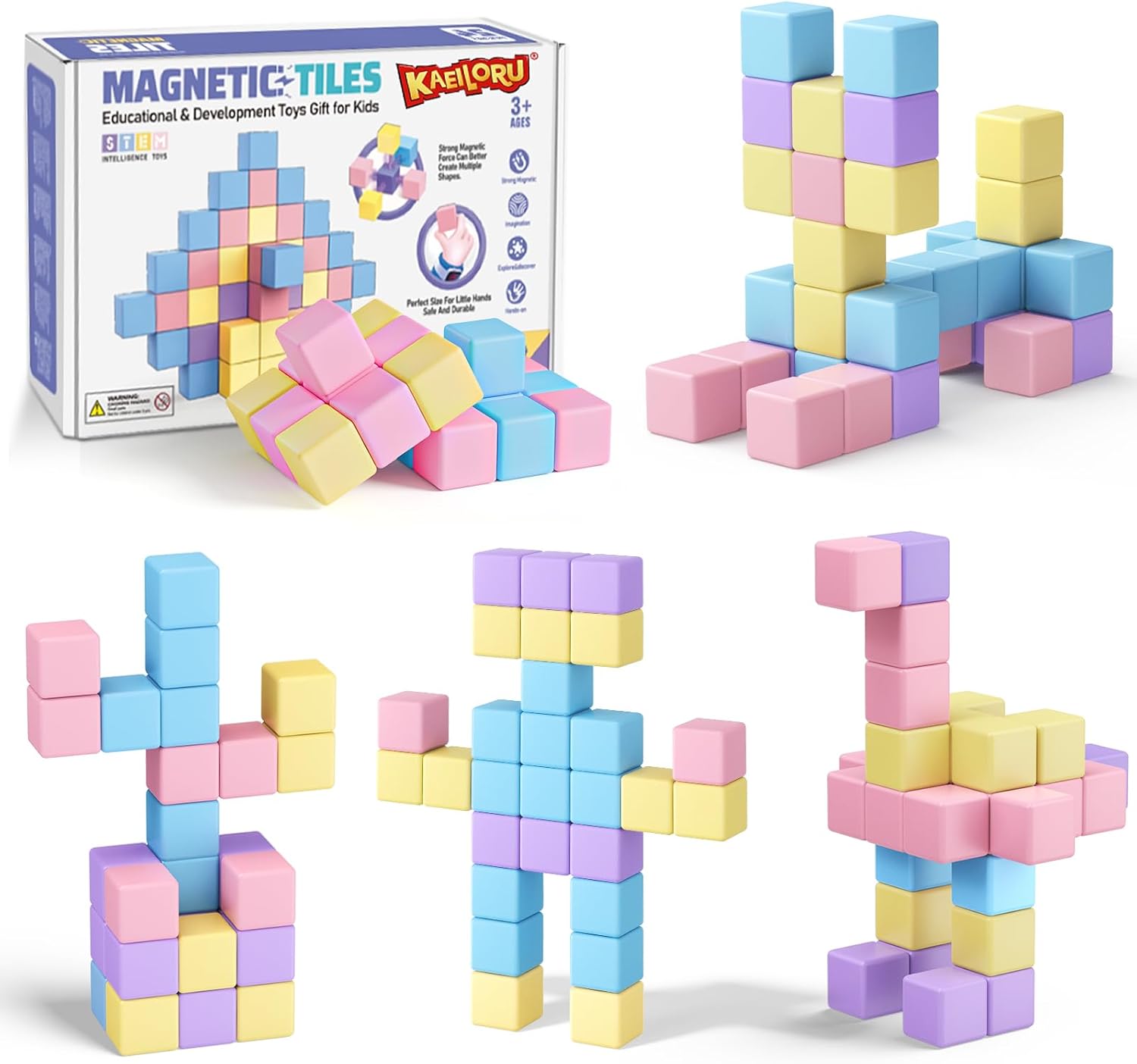 Magnetic Blocks for Toddlers Ages 3-5 Macaron 1.21 Inches Magnetic Building Blocks for Kids Ages 4-8 Gifts Montessori Magnet Cubes Sensory Toys for 3+ 4 5 6 7 Year Old Girls Boys Birthday Christmas