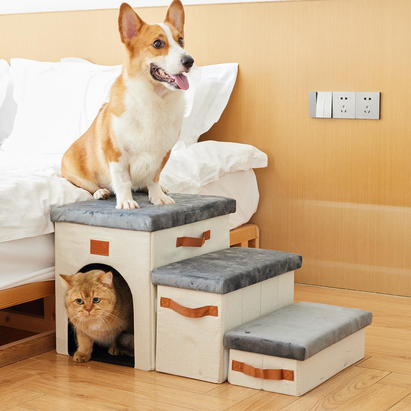 Photo 1 of 3-Step Dog Steps for Small Dogs Pet Steps Dog Steps for Raised Beds Dog Steps for Sofas Pet Steps Dog Stairs and Steps Collapsible Pet Step