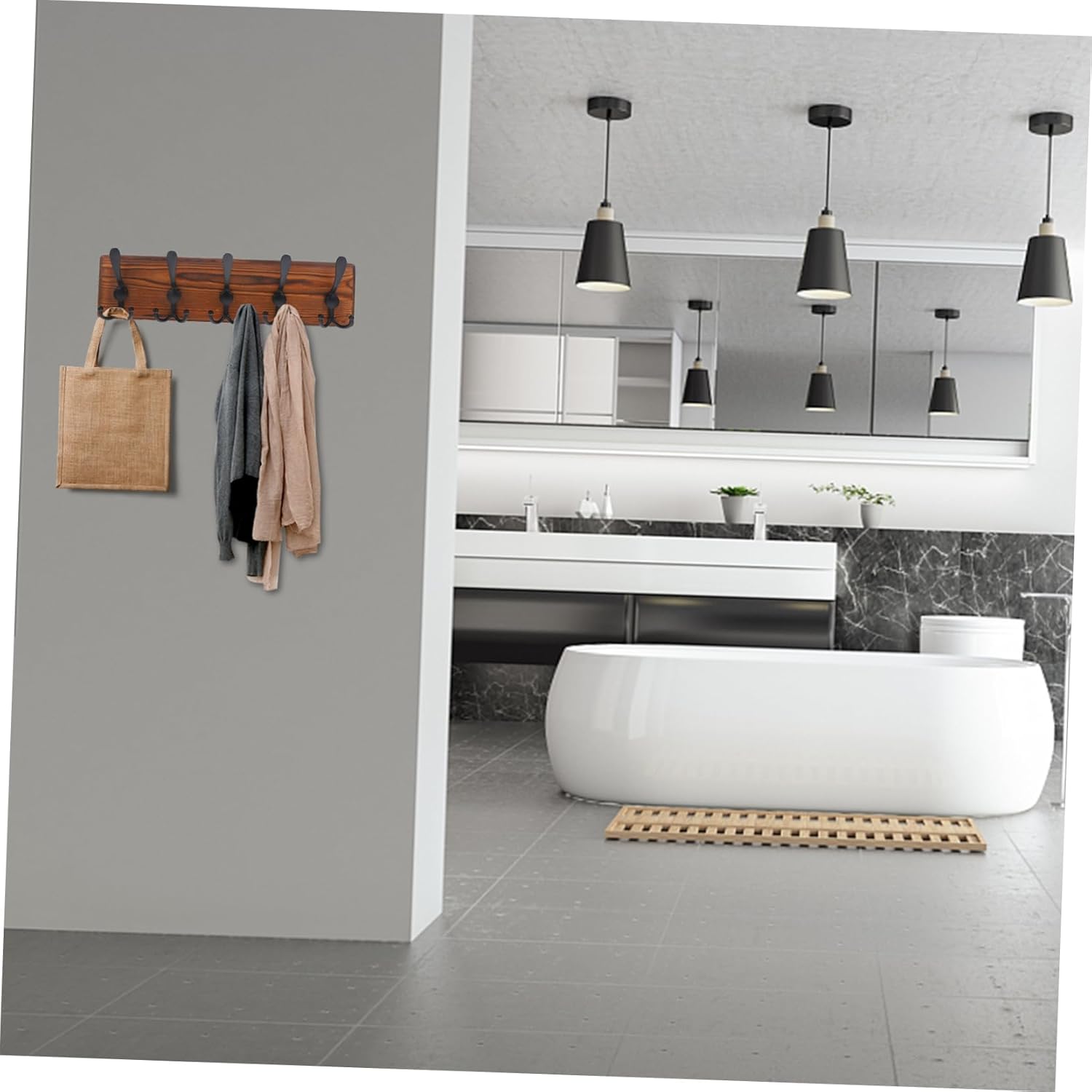 Rustic Key Hook Rack Wooden Wall-Mounted Coat Hanger for Entryway Versatile Key Holder Hooks for Organizing Hats Coats and Accessories