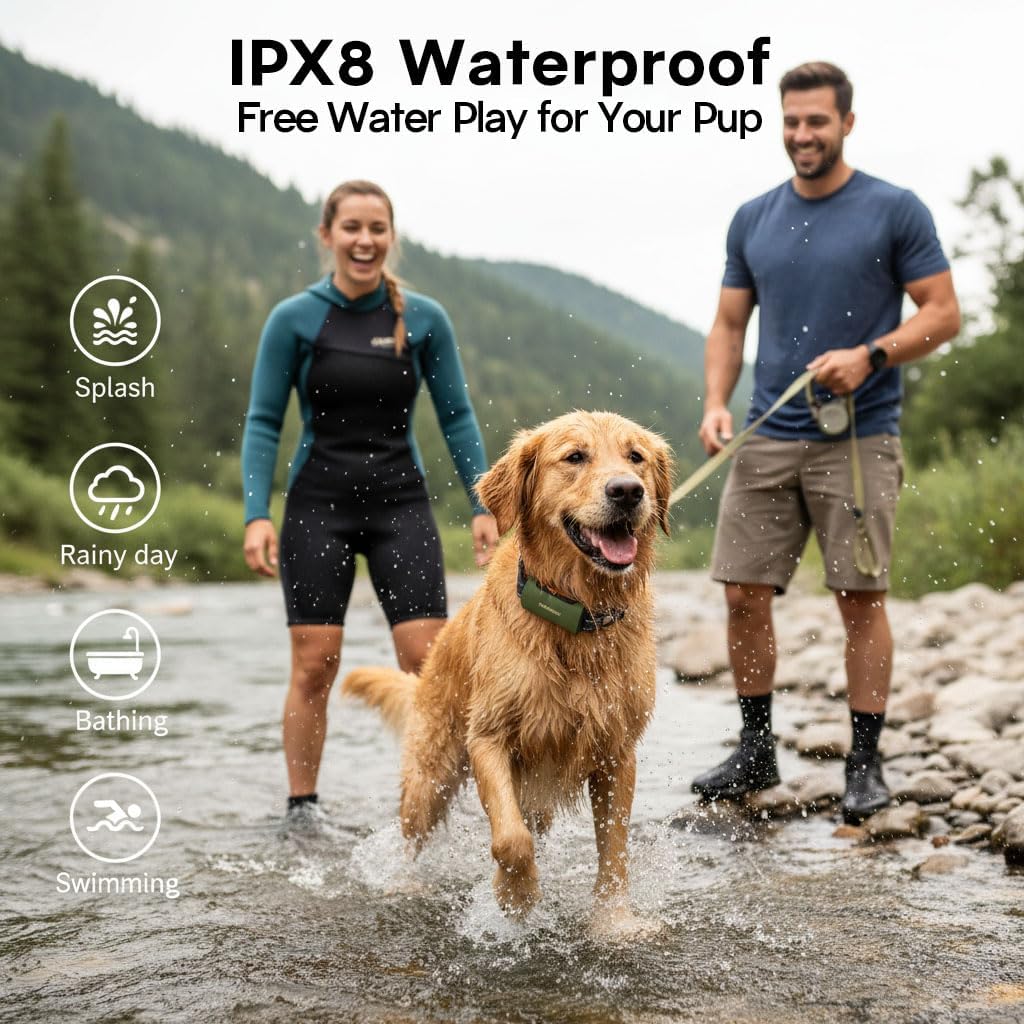 Dog Training Collar with Remote - 4500FT, IPX8, 0-150 Lbs, Dog Collar with 4 Training Modes, Security Lock, Rechargeable e-Collar, Outside Use, for Small Medium Large Dogs, Green