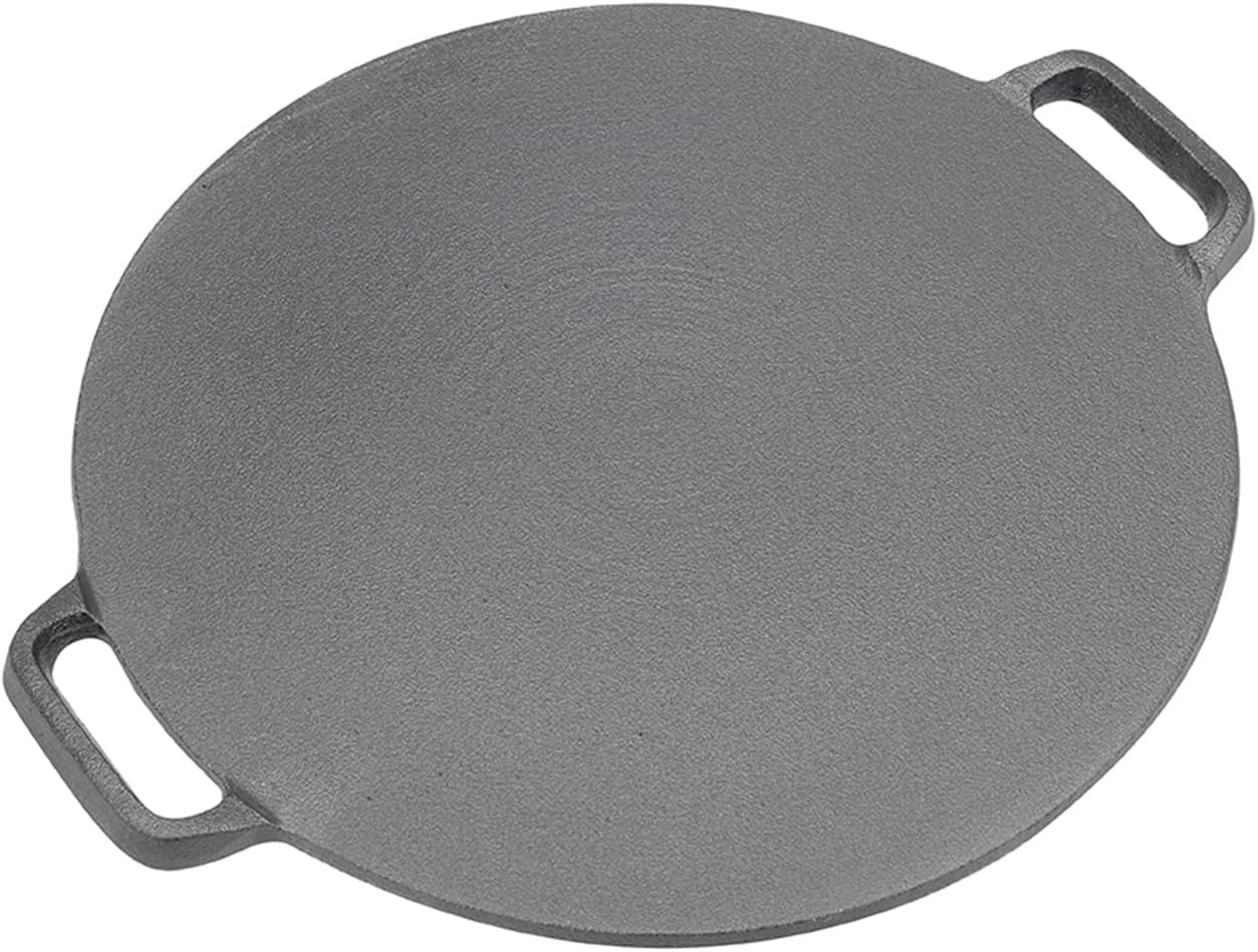 Cast Iron Griddle Pan Grill,32cm Non-Stick Dosa Pizza Crepe Pan,Baking BBQ Skillet with Handles for Oven Gas Induction Electric Hob,Round