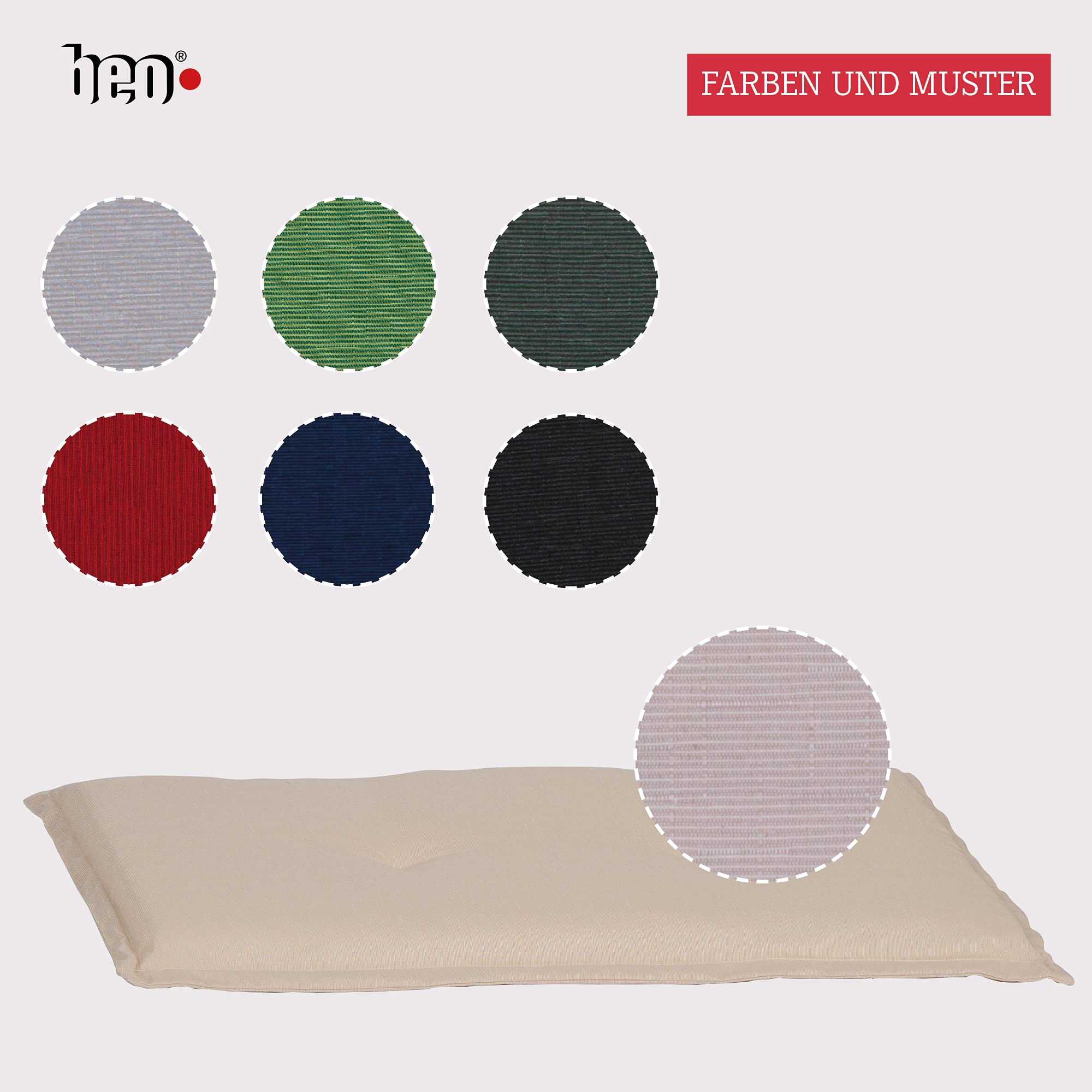 Beo Bankkussen, 100 x 45 cm, wasbaar, Ascot, premium kwaliteit, gemaakt in de EU, ademend, Öko-Tex Standard, uv-bestendig, beige
