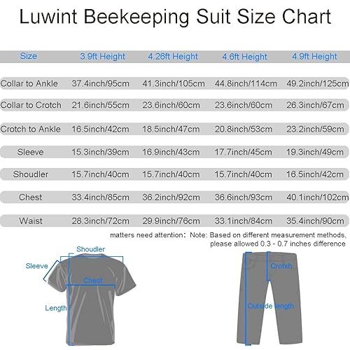 Miniatura 7 de Luwint Trajes de apicultura ventilados de cuerpo completo para niños, traje de apicultor de abeja de algodón con capucha de esgrima de velo redondo