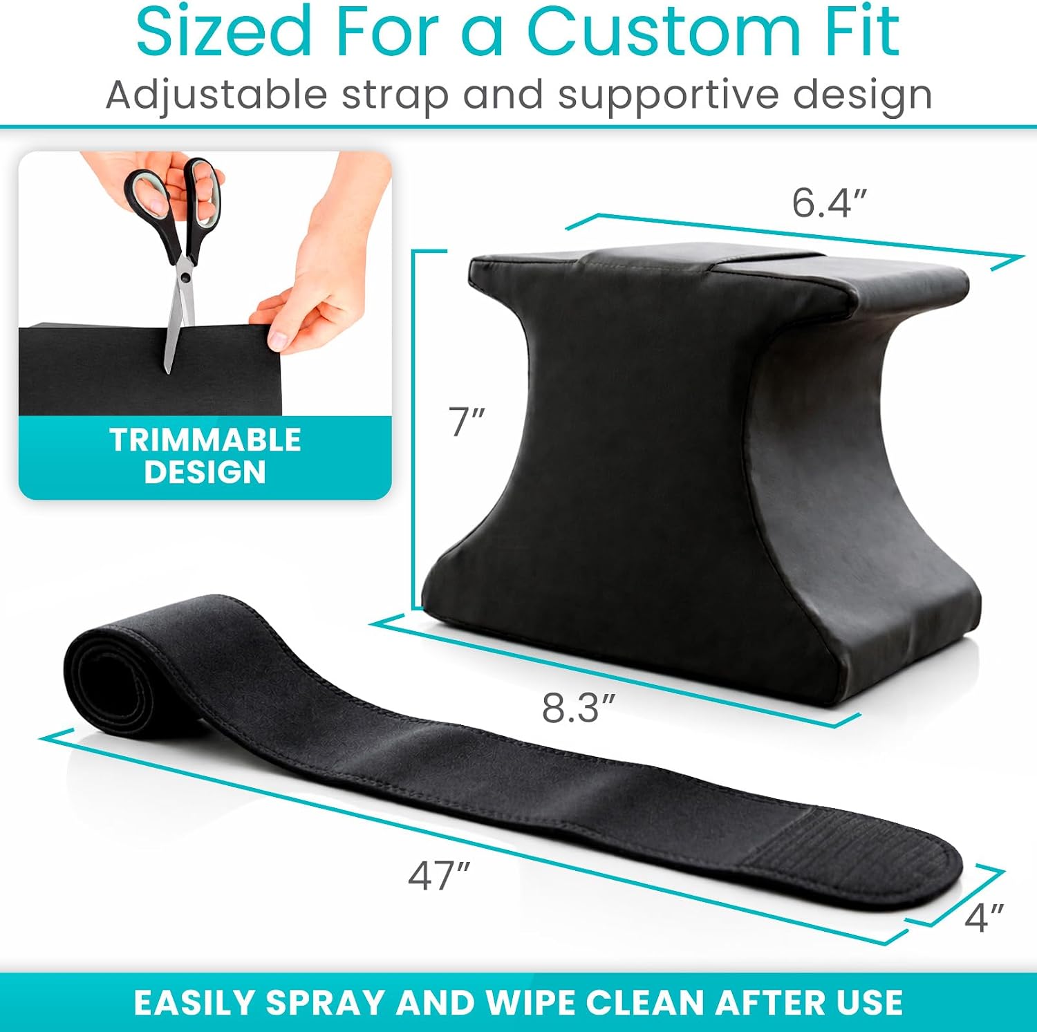 Vive Knee Separator Abduction Pillow for Hip Surgery Recovery - Orthopedic Leg Wedge with Straps for Bed & Wheelchair - Soft Cushion for Pain Relief, Compression & Alignment (Black)