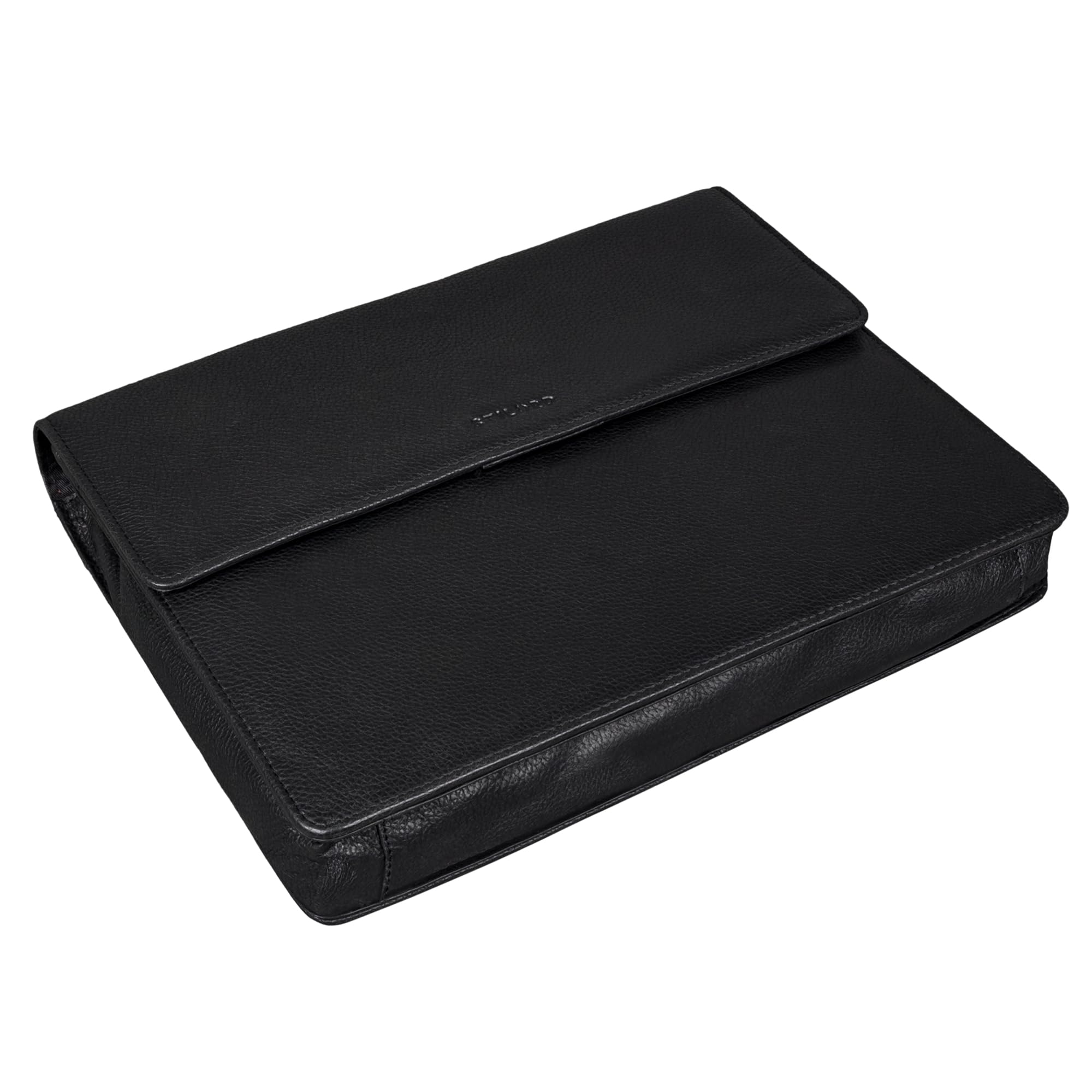 STILORD "Jackie Konferenzmappe Echtleder für 13.3 Zoll Schmale Dokumententasche für Büro Laptop schwarz A4 Mappe kleine Aktentasche Farbe:cannes - braun
