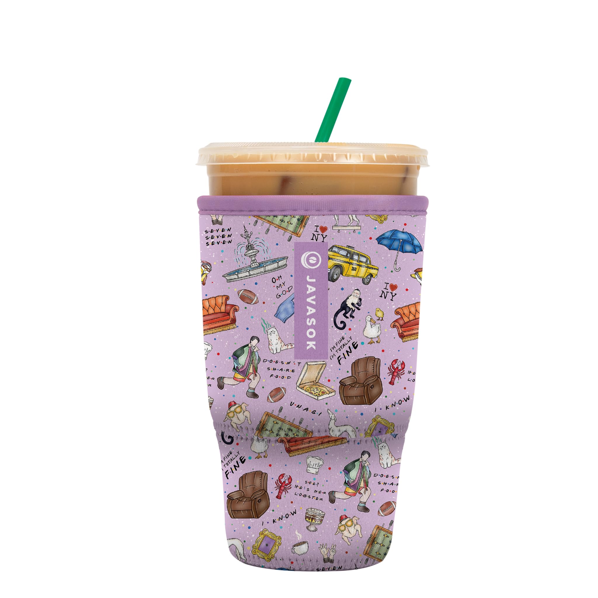 Sok It JavaSok Iced Coffee &amp; Cold Soda Insulated Neoprene Cup Sleeve (The One Where, XLarge: 38-42oz)