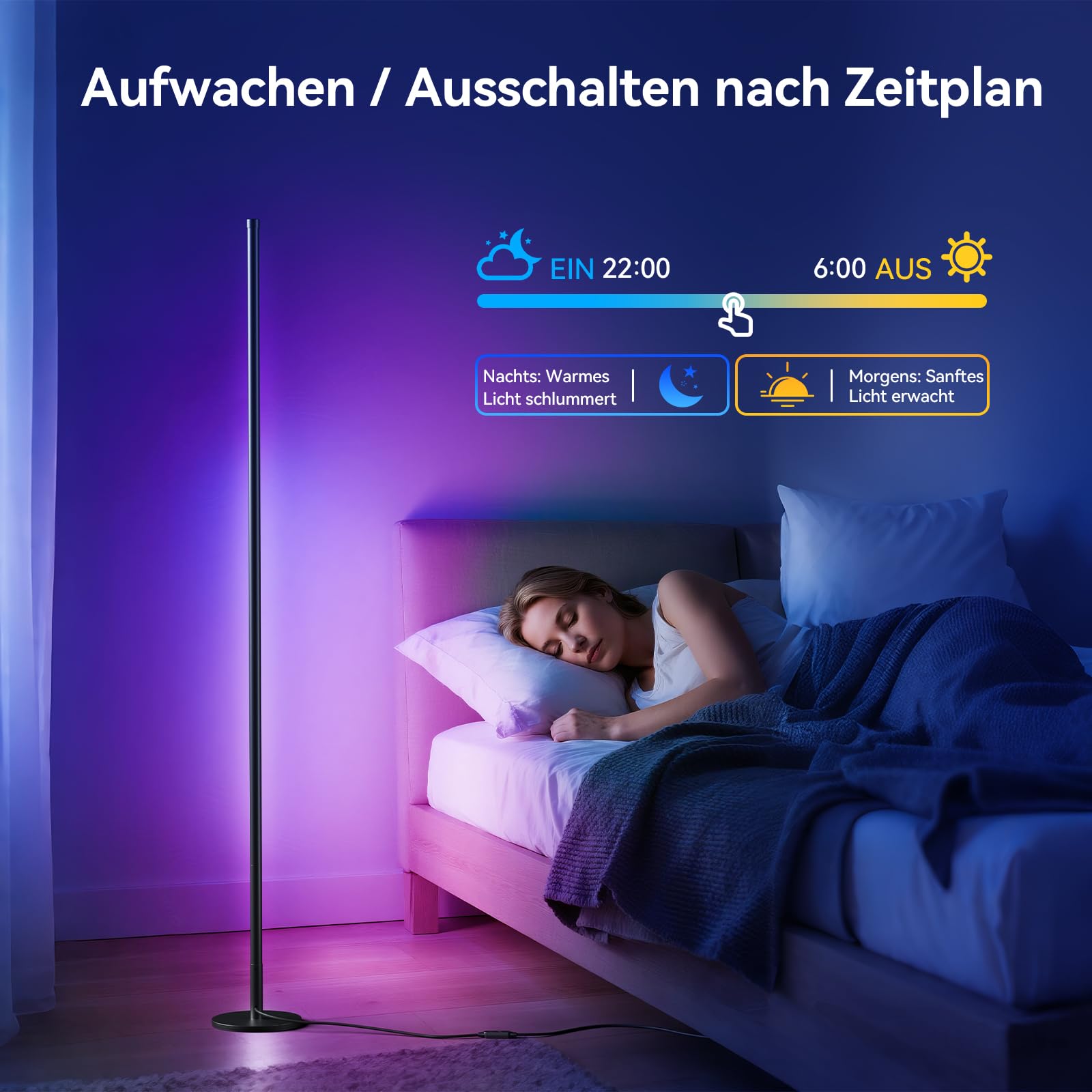 LED Stehlampe Wohnzimmer RGB - 2 Stück 160cm Stehlampe Dimmbar, Standleuchte LED mit Fernbedienung und APP, Musikmodi, DIY-Modus & Timing -Funktion für Schlafzimmer, Gaming, Ruß