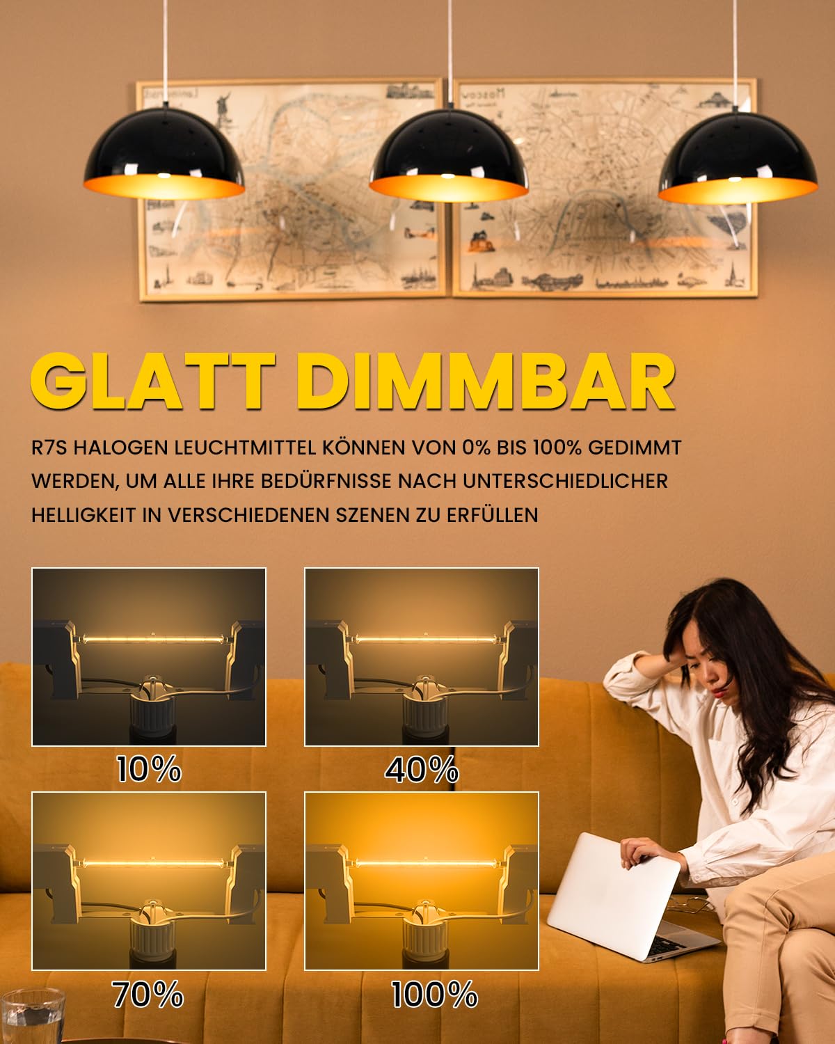 CucuGo Halogenstab R7s 189mm 1000W – Superhelle Flutlichtlampe, Dimmbar, 5 Stück, 16000 Lumen
