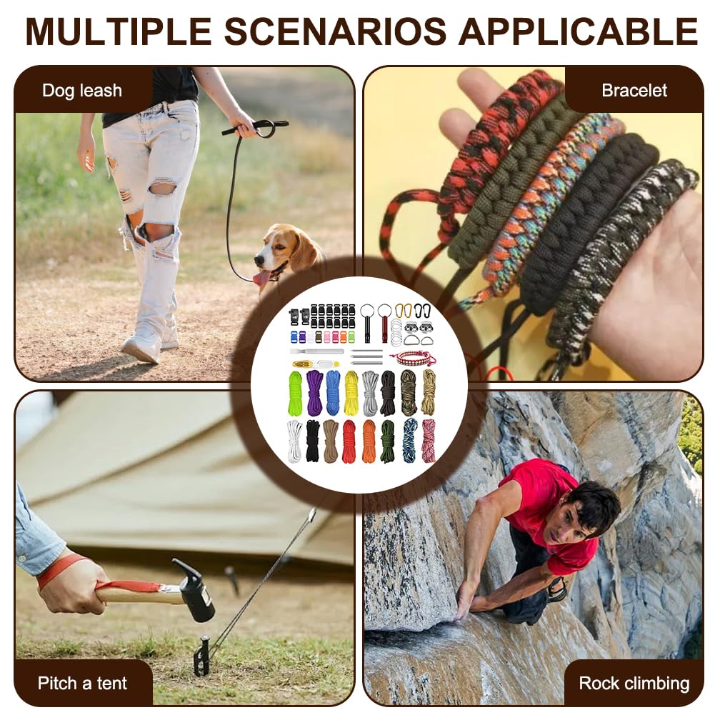 FARYODI Paracord 550 cuerda de 4 mm, juego de cuerda de paracord con 3 metros de 7 núcleos, cuerda de nailon, cuerda multiusos para manualidades, pulsera, correa de perro, collar, camping