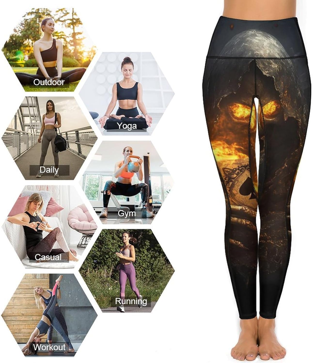 Death Holding Ace of Spades Womens Yoga Pants High Waist Tummy Control Workout Leggings