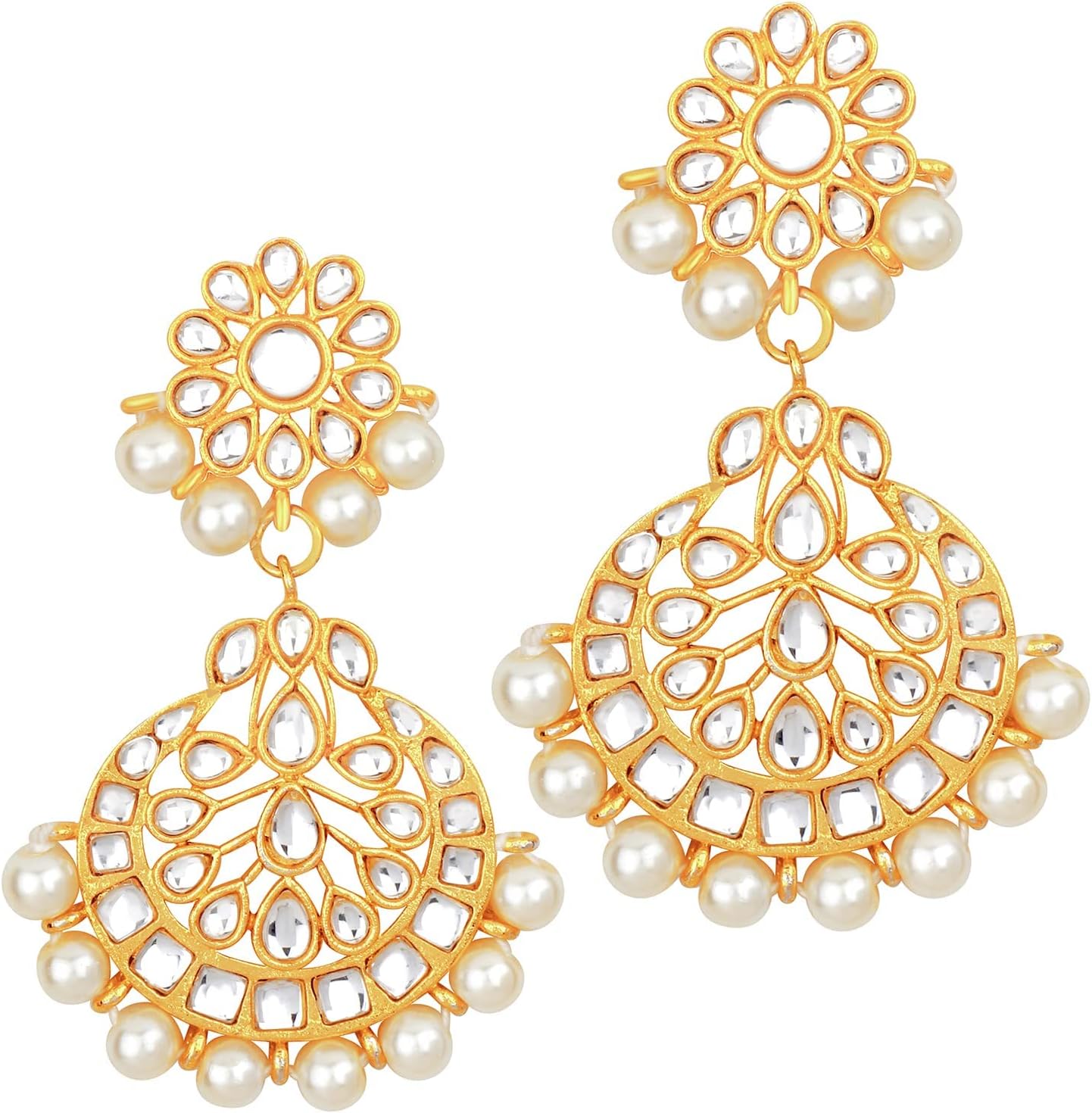 Aheli Indian Wedding Beaded Faux Kundan Pearl Necklace Set with Earrings Maang Tikka Ethnic Bharatanatyam jewellery setGift for Women - Image 6