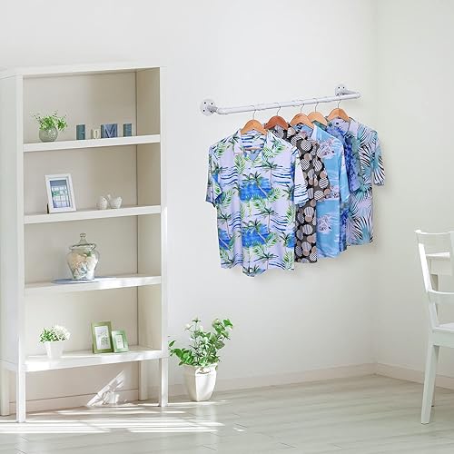 Vista 9 de Perchero de ropa de oro de tubería industrial, Perchero dorado montado en la pared de 30 pulgadas, Perchero de ropa de tubería industrial, Barra