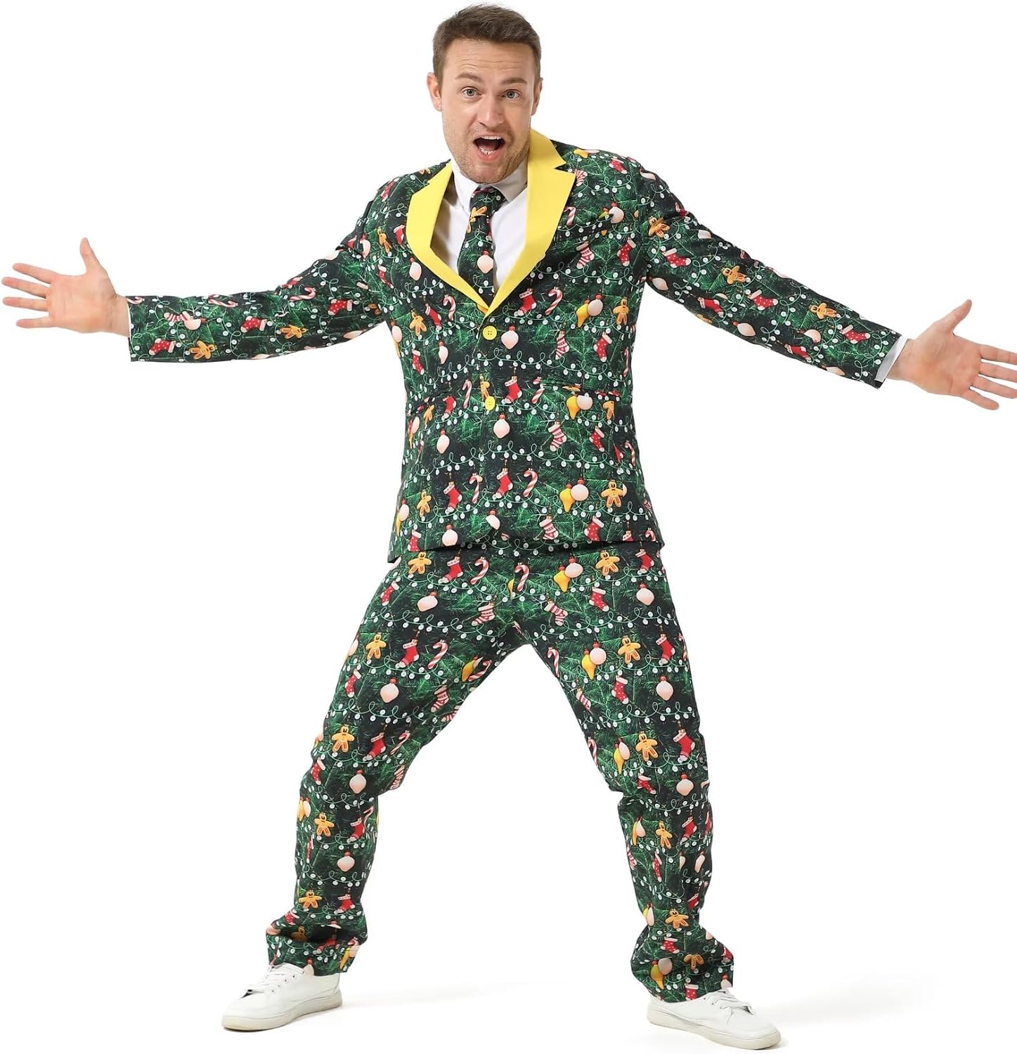 Men's Solid Color Party Suit 2 Piece Jacket Pants with Tie Costume Set for Prom Festive Bachelor Party Clubbing