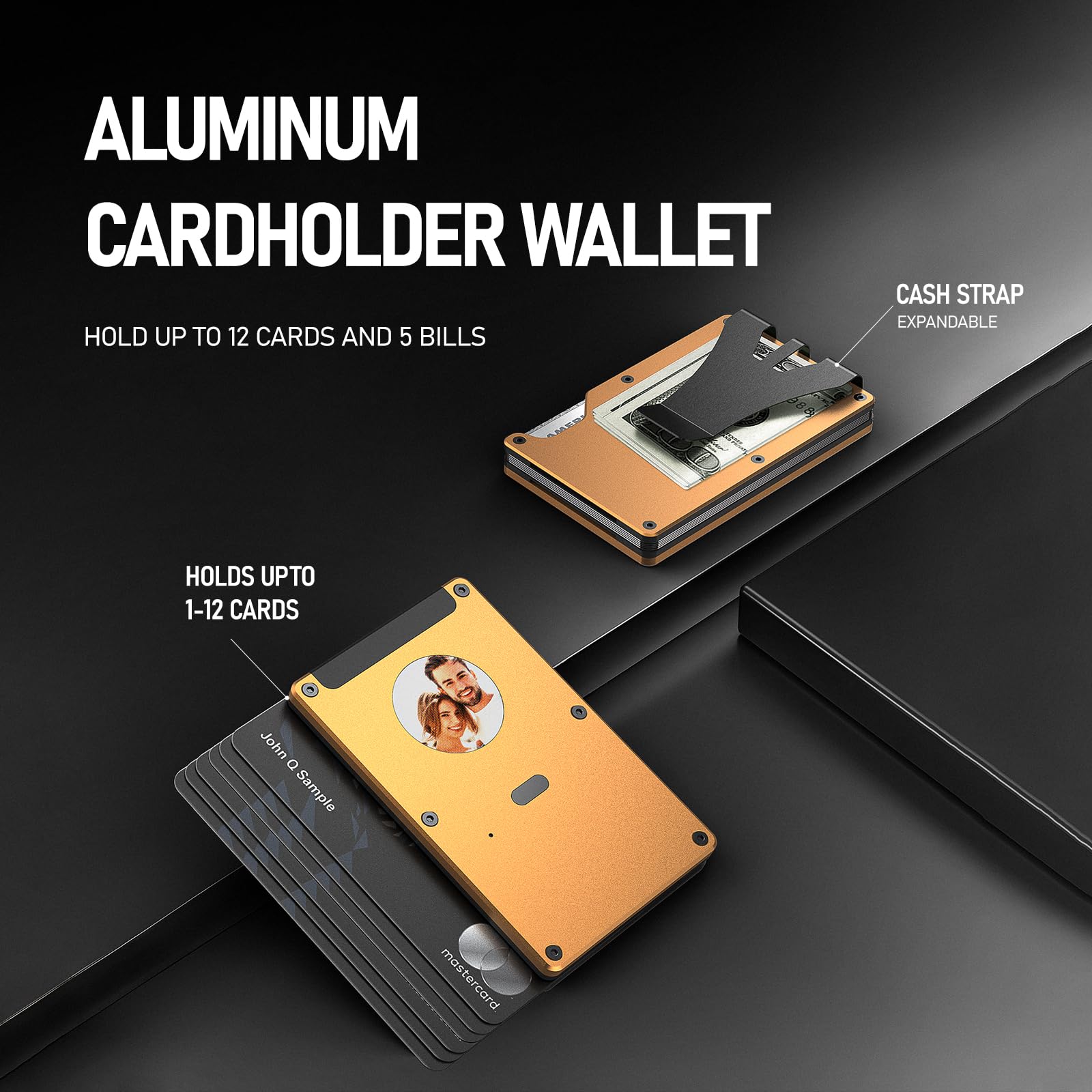 HPSH Air Wallet, Built-in Tracker Slim Smart Wallet with Money Clip, Compatible with FindMy Network(iOS Only), Anti-Theft Card Holder for Men (E-ink, E Orange)