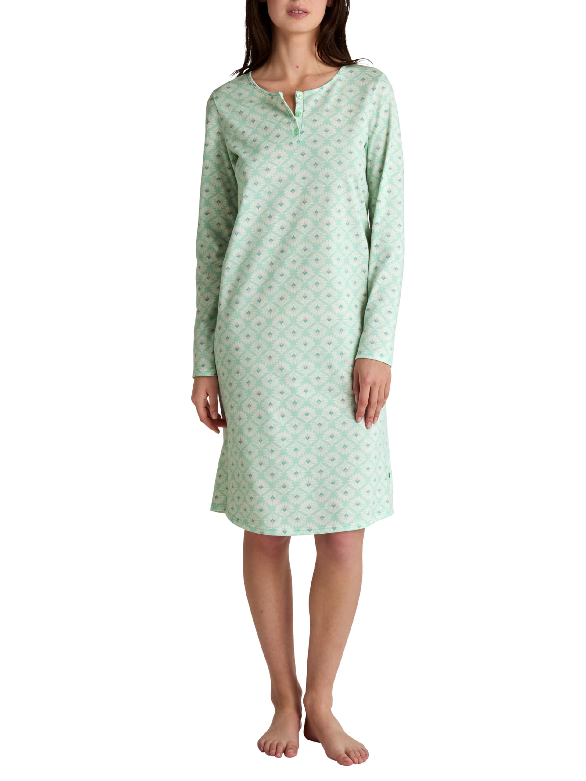 CALIDA Women's Flower Nights Nightdress, Soft Green, Regular, Soft green, One size