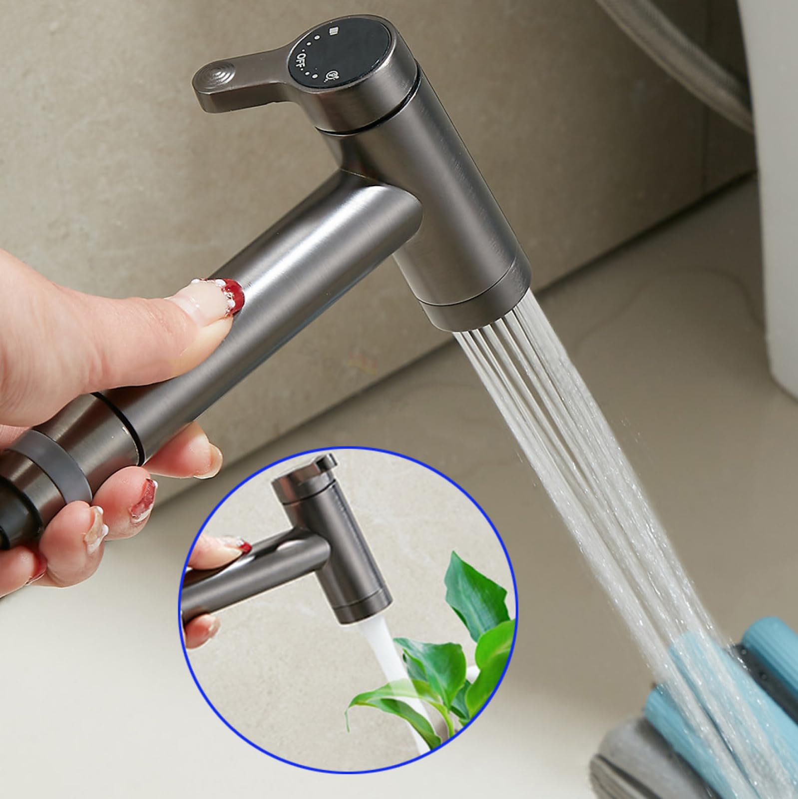 Doccino per Bidet Acqua Calda E Fredda Doccetta Portatile A Parete In Ottone Adatto per Il Bagno Degli Animali Domestici/Igiene personale,Argento Brillante