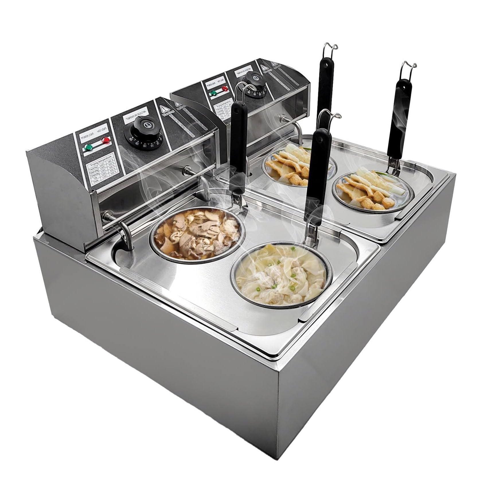 Cuocipasta elettrico professionale per noodles, friggitrice da banco con controllo della temperatura, cuocipasta di grande capacità con cestello e filtro rimovibili, macchina per la cottura noodle(4 H