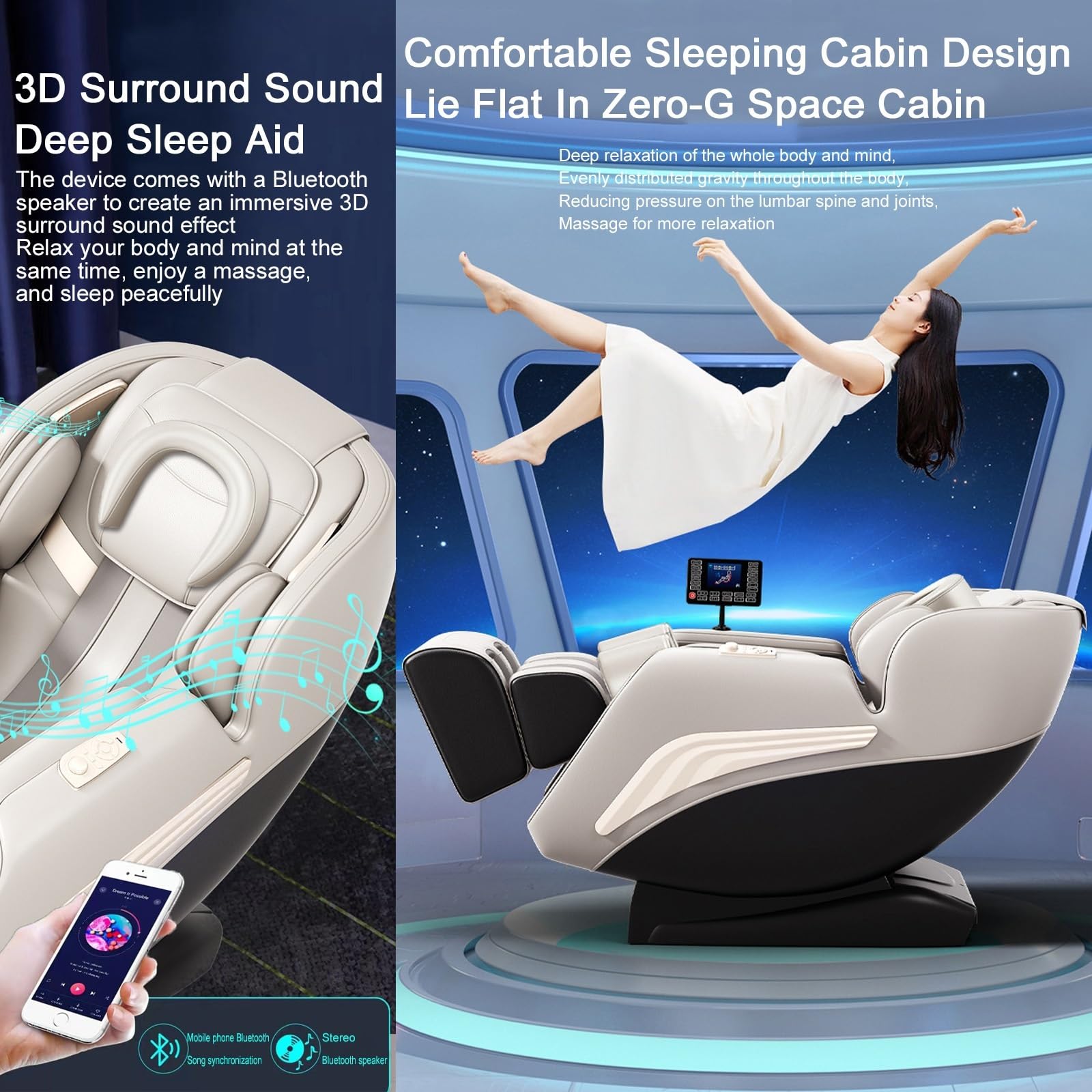 Sillón de Masaje Inteligente 4D con Guía SL, Compresión de Aire Cuerpo Completo Calor Lumbar y Reclinación Cero Gravedad para Relajación Máxima en Casa