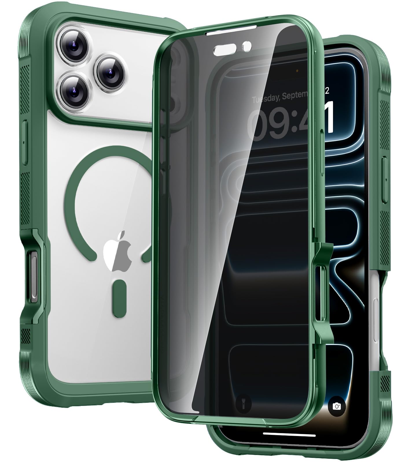 Diaclara Magnetic for iPhone 18 Pro Max Case with Privacy Protector,Green