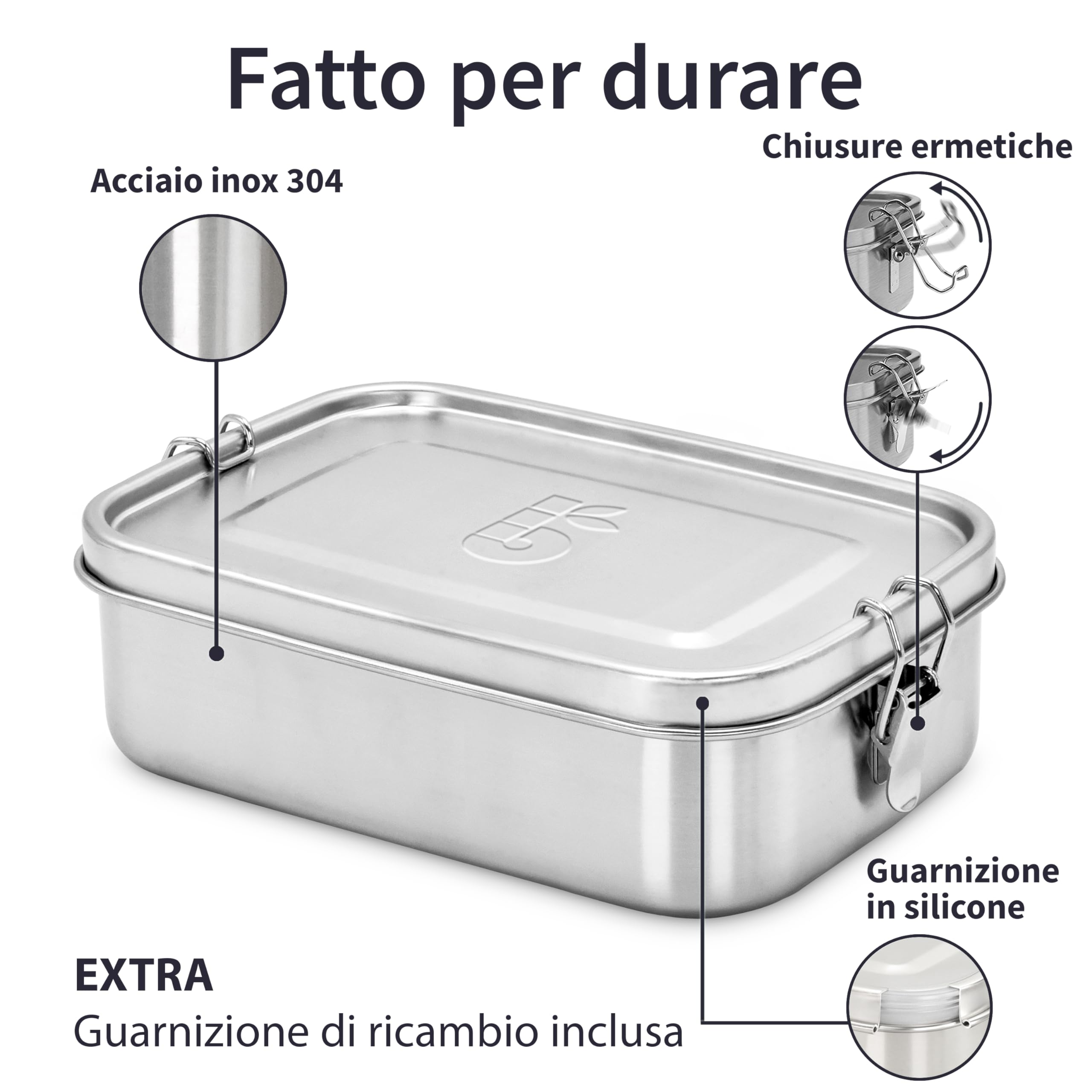 Bambaw Portapranzo 1400 ml in Acciaio | Porta Pranzo Riscaldabile | Separe Divisorio Interno | Portapranzo Grande Ecologico | Contenitore Ermetico Grande | Kit Pranzo Ufficio | Lunch Box Acciaio