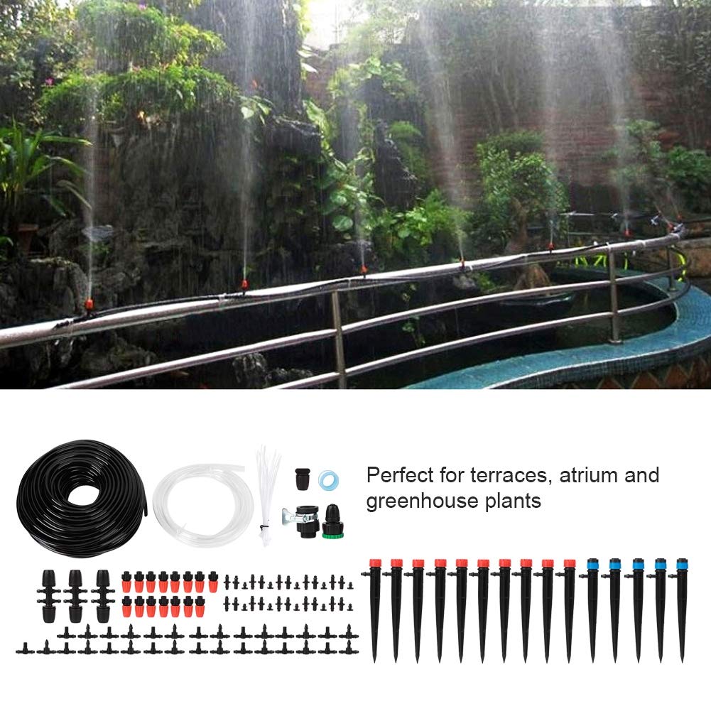 di irrigazione da giardino da 40 m, kit di irrigazione a goccia, set di irrigazione automatica con tubo da 40 m, 50 ugelli e connettori, per serra, terrazza, piante in vaso,