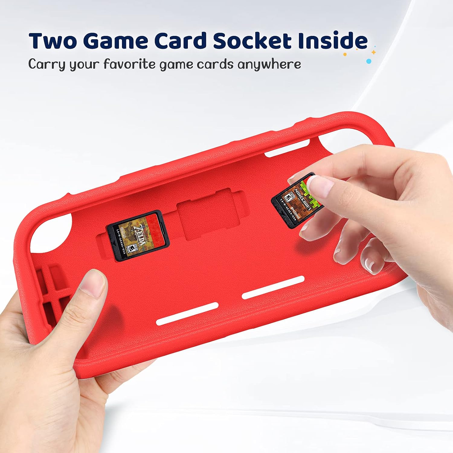 Fintie Kids Case for Nintendo Switch Lite 2019 w/2 Game Card Slots - [Ultralight] [Shockproof] Protective Cover with Ergonomic Grip, Kids Friendly Grip Case for Switch Lite Console, Red