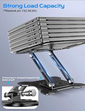 JCZT Adjustable Laptop Stand for Desk, 360° Rotating Base Ergonomic Computer Stand, Laptop Riser Foldable Protable for Office Home Fits Compatible with MacBook Pro/Air Notebook up to 10-16 Black