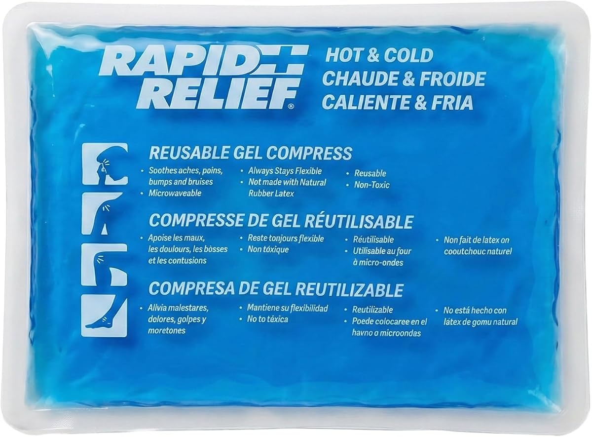 Paquete de hielo de gel de alivio rápido, alivio reutilizable del dolor por frío, pequeño 4x6 pulgadas 1 ct | Para lesiones, paquete de calor con gel que se mantiene flexible cuando se congela, terapia de frío para dolores de rodilla, codo y músculos, 4x6 pulgadas