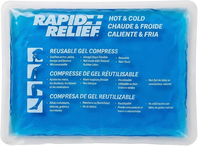 Rapid Relief Gel Ice Pack, Reusable Cold Pain Relief, Small 4x6 Inch 1 Ct | For Injuries, Heat Pack with Gel that Stays Flexible When Frozen, Cold Therapy for Knee, Elbow and Muscle Aches, 4x6 Inch