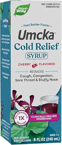 Nature's Way Jarabe de alivio del frío, Umcka, acorta la duración y reduce la gravedad, alivio del frío multisíntoma, homeopático, sin fenilefrina,