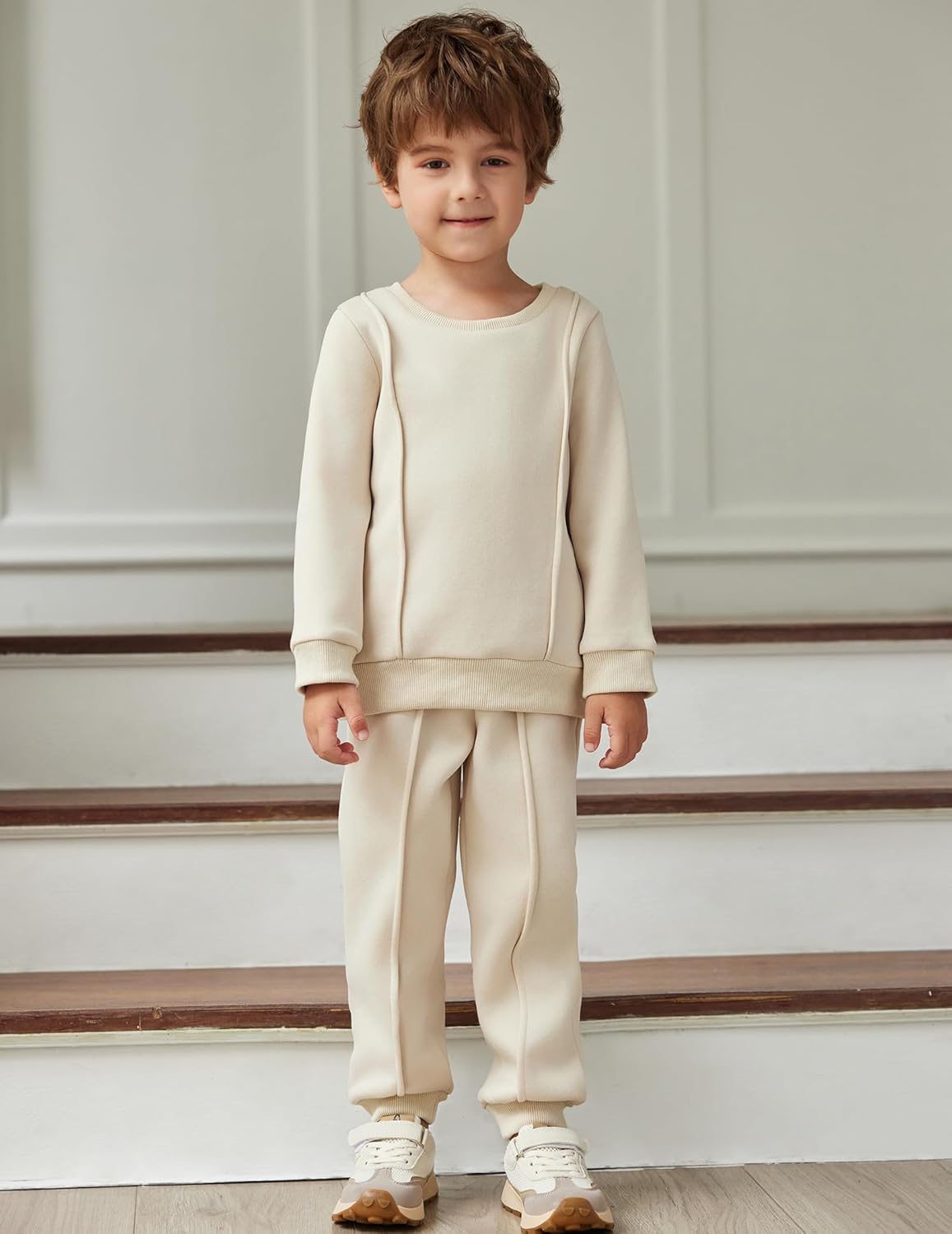 Arshiner Boys Long Sleeve Fleece Sweatshirt and Pants Set 2 Piece Fall Winter Clothes Toddler to Little Kid 2-8 Years - Image 2