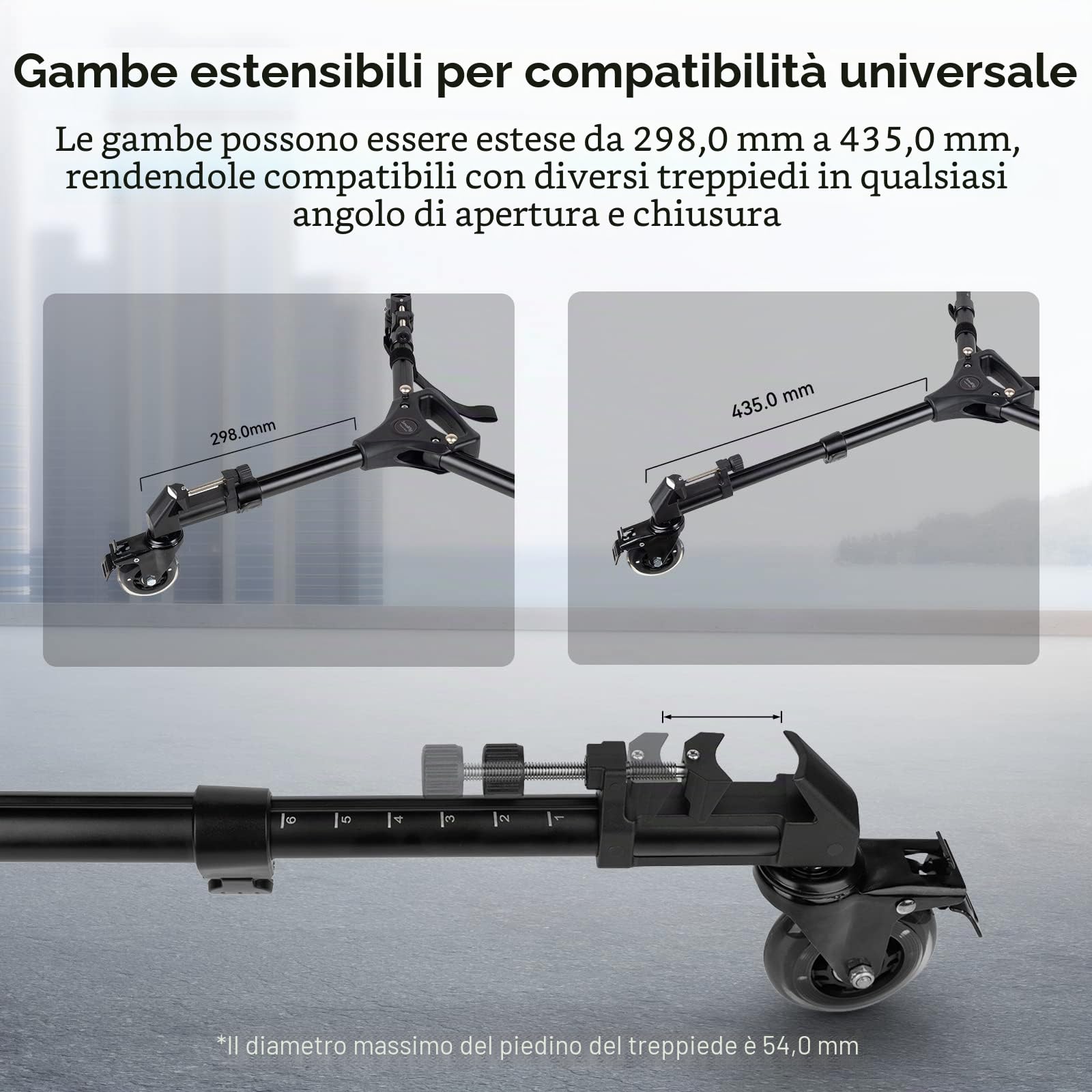 SMALLRIG Universal Tripod Dolly, Resistente con Supporti per Gambe Regolabili e Borsa per Il Trasporto, Carrello per Treppiede Fotografico, Capacità di Carico di 15 kg / 33 Libbre - 3986
