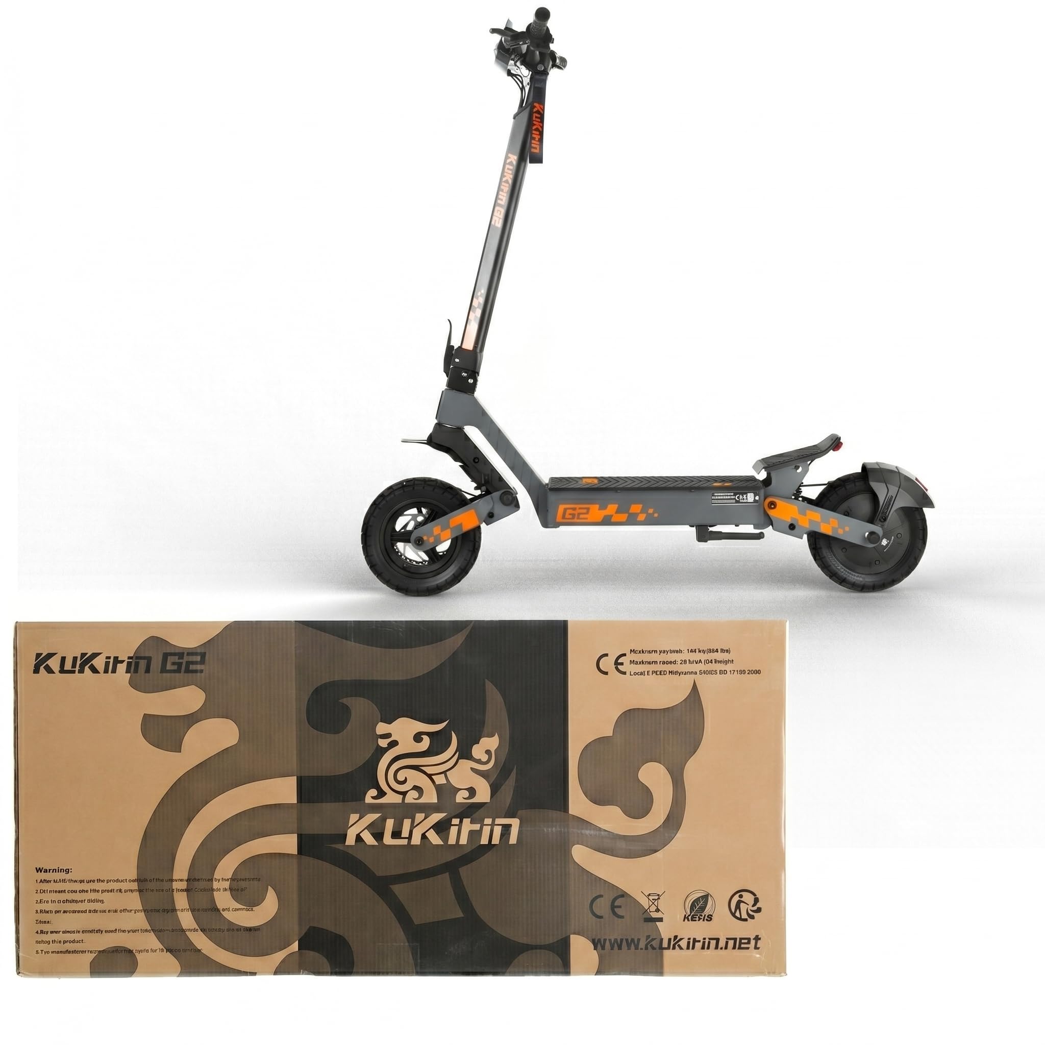 KUKIRIN G2 Trottinette Électrique Adulte, Batterie 48V 15,6Ah, Jusqu’à 55 km, Pneus Tubeless 10 Pouces, Double Suspension, Double Frein à Disque, Écran Couleur, Pliable