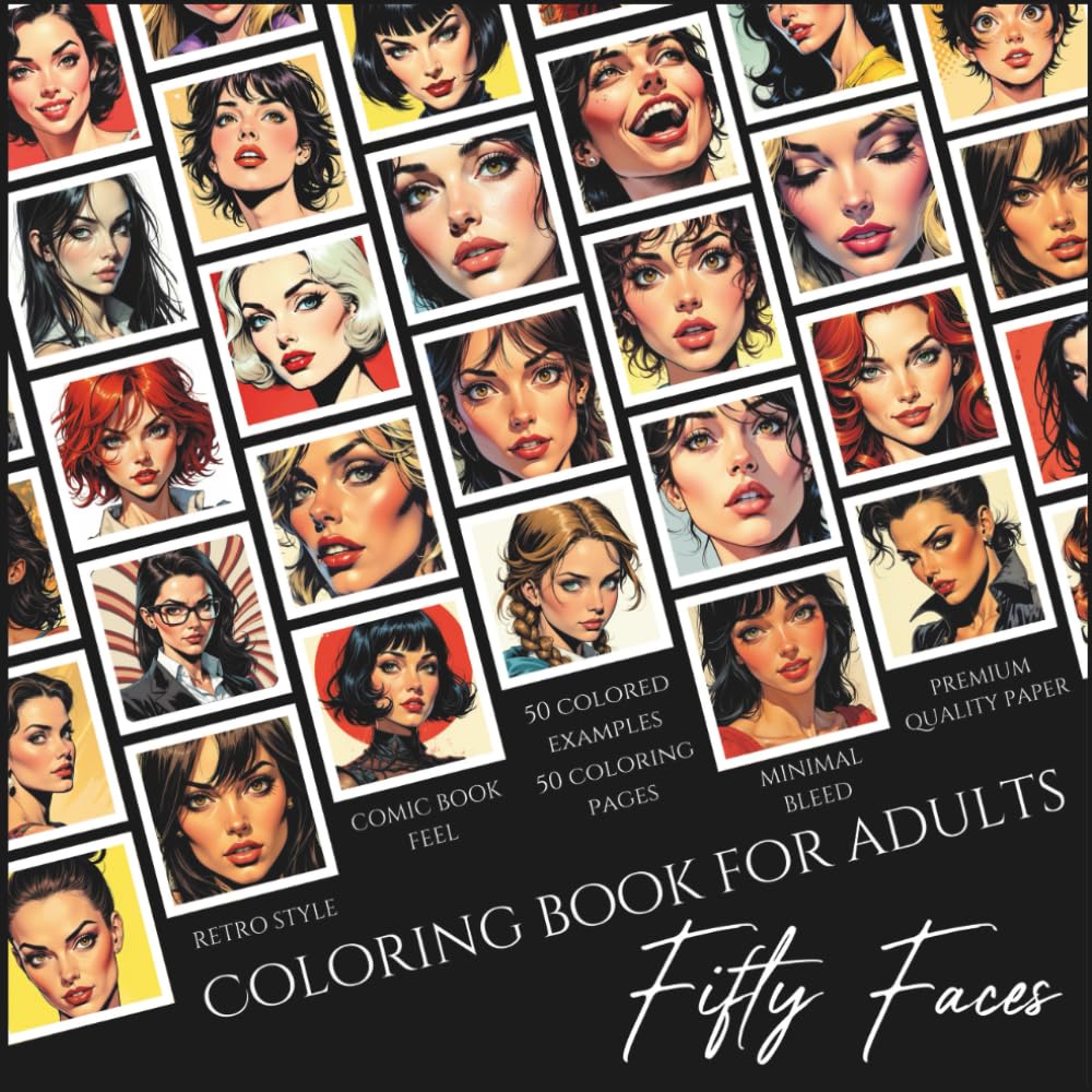 Fifty Faces: Coloring book for adults