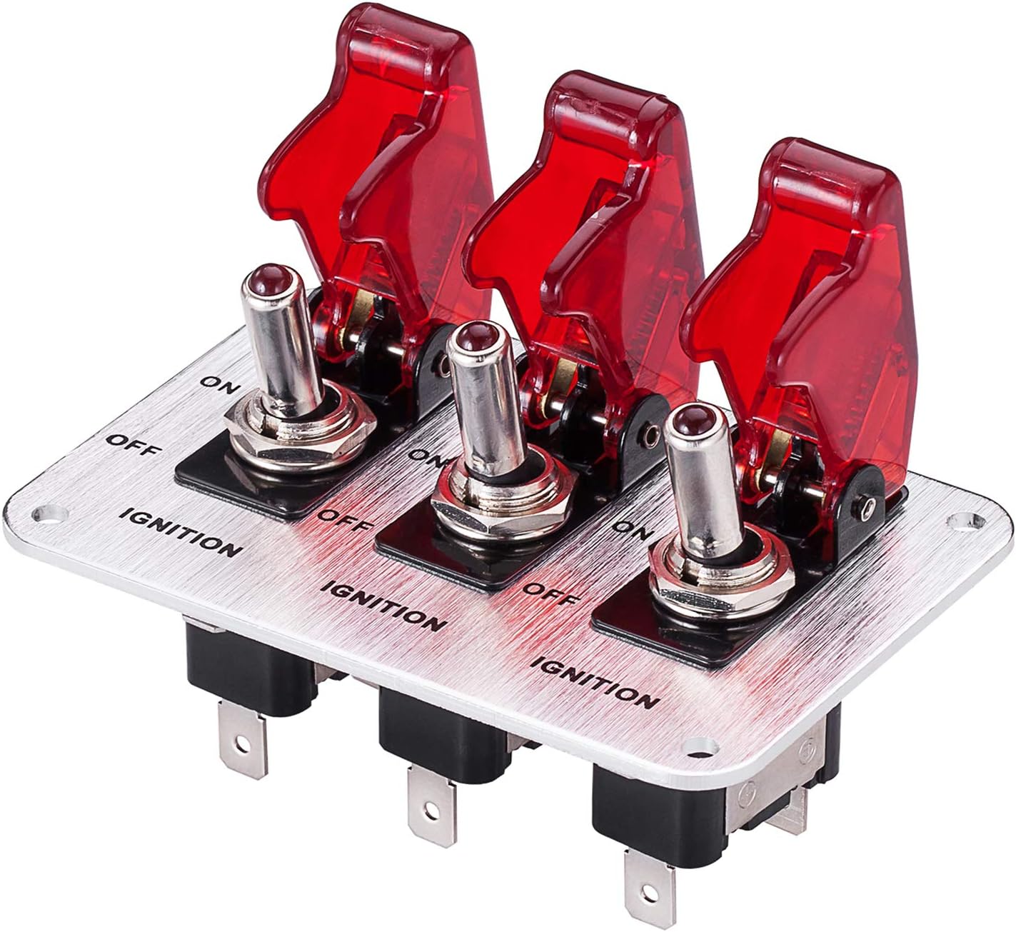JIANFA Dc 12 vメタルワイヤーデッサンフェイスプレートカートグルスイッチ用レーシングスポーツ競技用カー（赤）