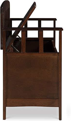 Miniatura 10 de Linon Carlsbad - Banco de almacenamiento de nogal con tapa elevadora